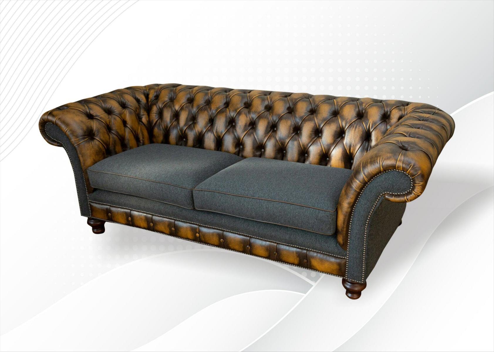 JVmoebel Chesterfield-Sofa Luxus Brauner Dreisitzer Chesterfield Europe Möbel Neu, Modern Made in