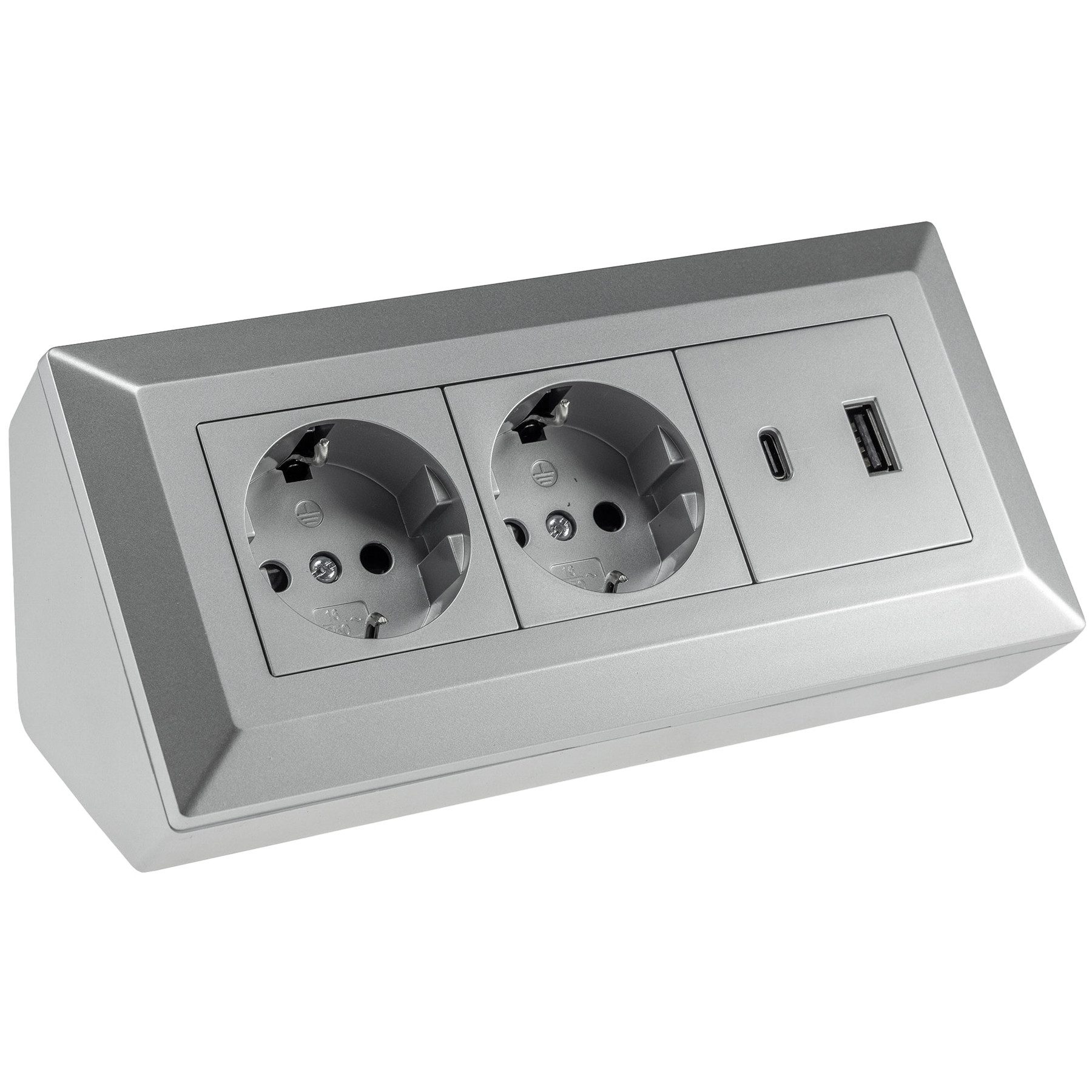 AC-Verteilerblock CHILITEC Steckdosenblock 23573, 2-fach, USB-A+C
