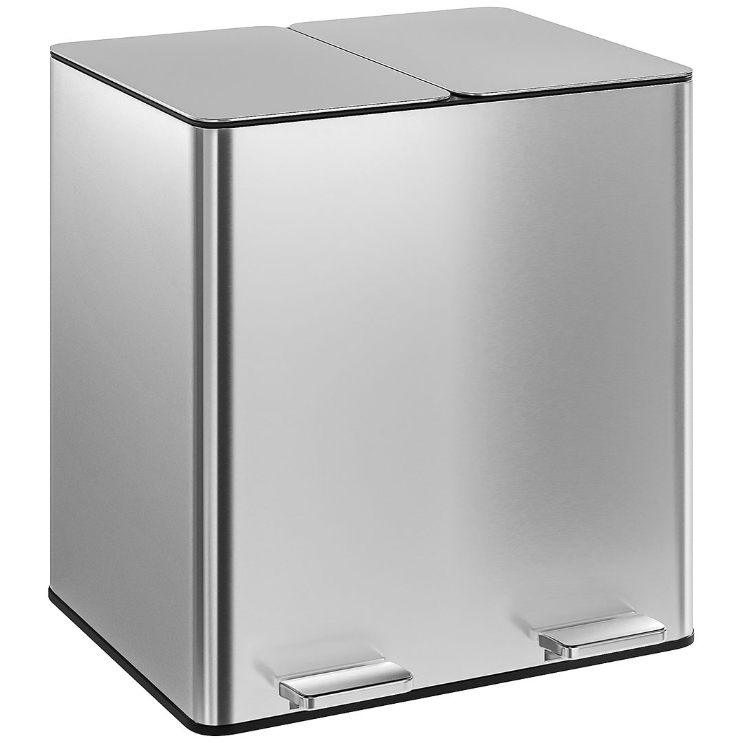 STEELSØN Mülleimer Gloas 2x15 Liter, Tretmülleimer mit Geruchsfilter, Abfalleimer aus Edelstahl, mit Soft-Close-Funktion & Inneneimer
