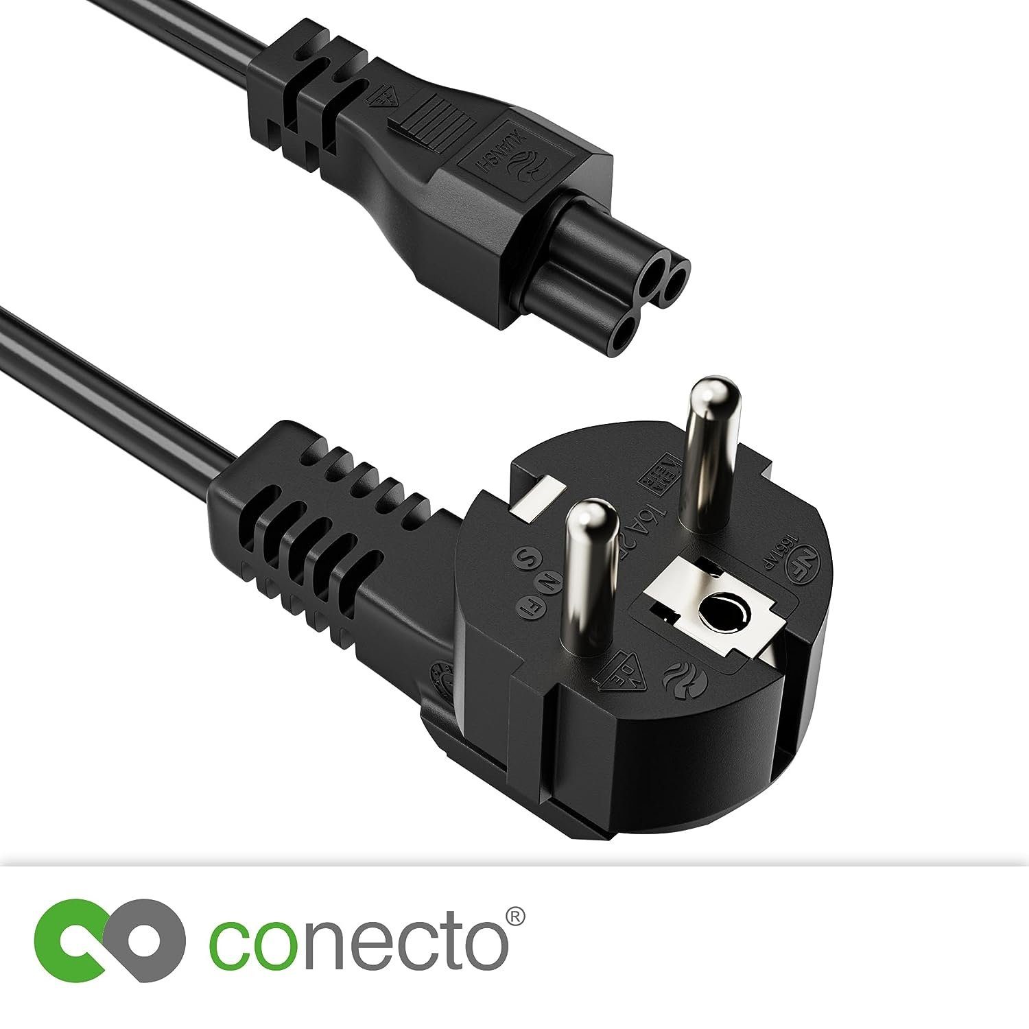 conecto conecto Strom-Kabel, Schutzkontakt-Stecker 90° auf C5 IEC-Buchse 90°, Stromkabel, (100 cm)
