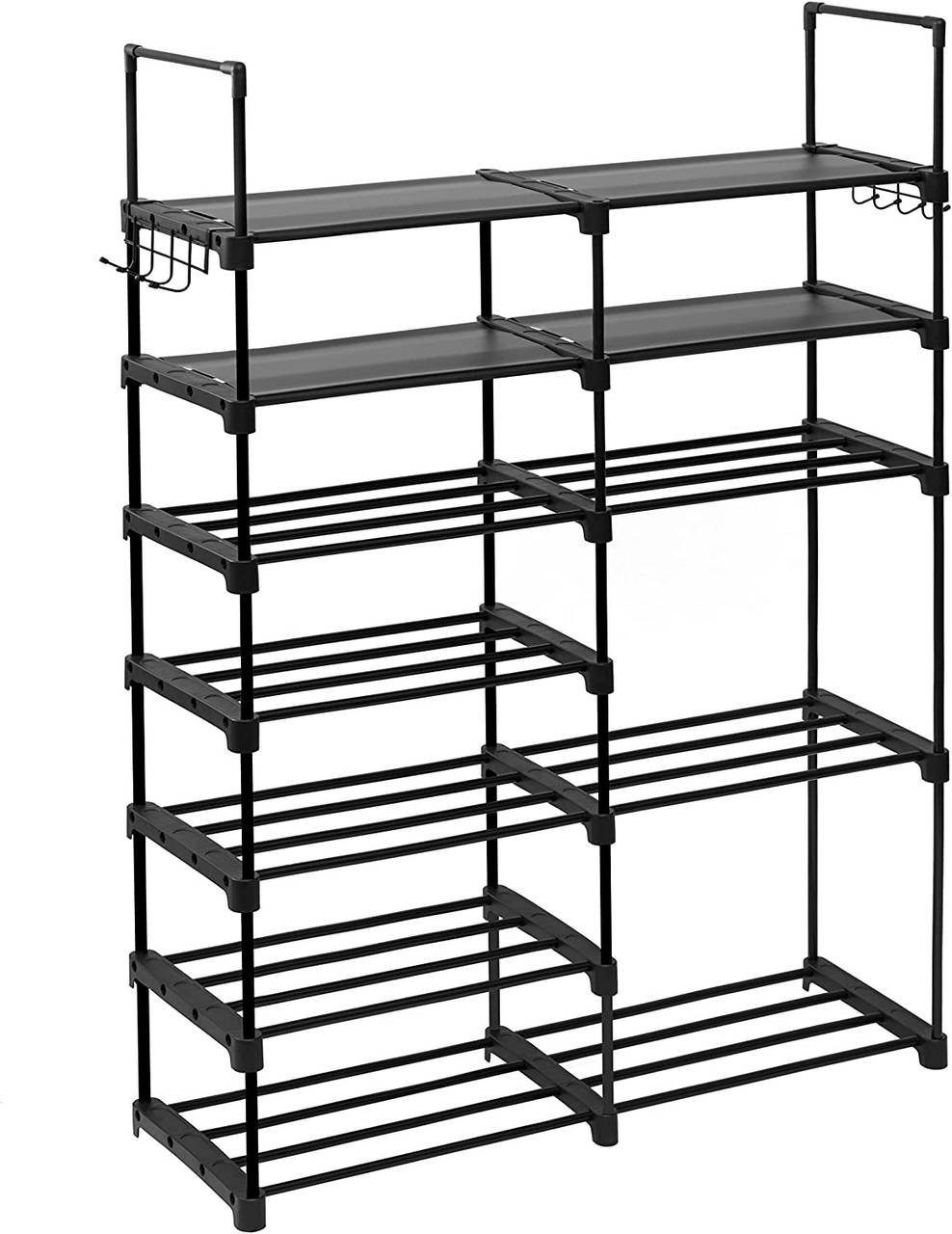 EUGAD Schuhregal, 1-tlg., aus Metall, mit 7 Ebenen, 10 Haken, schwarz günstig online kaufen