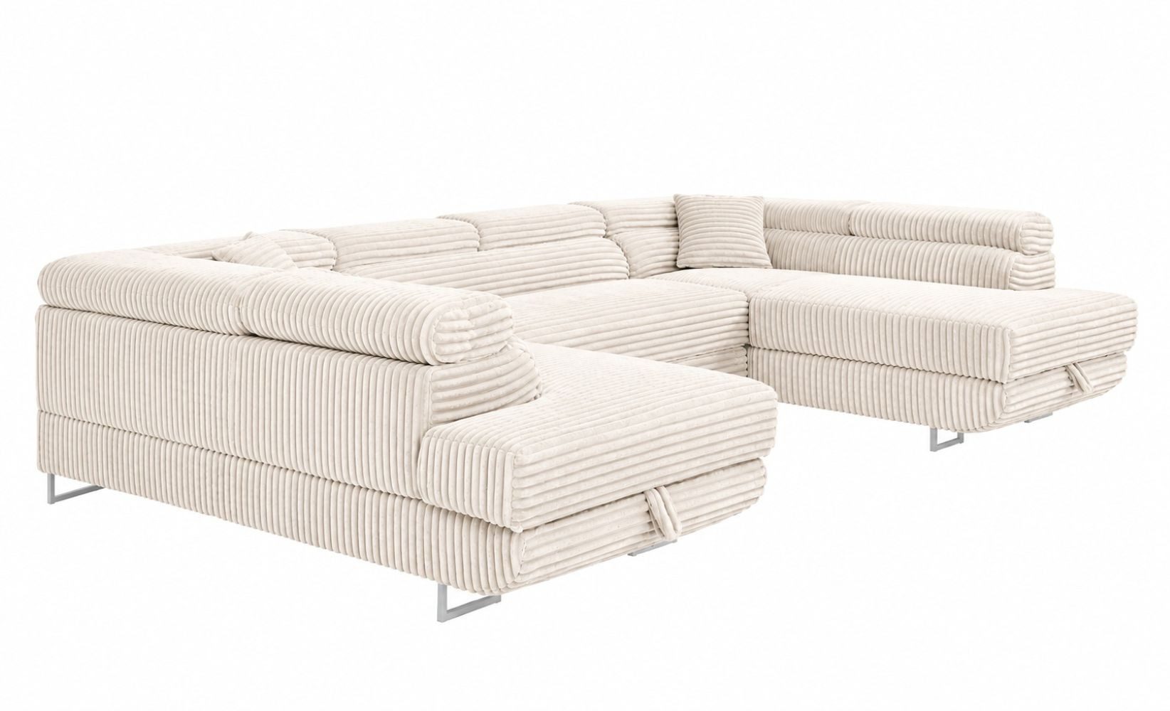 Labett Wohnlandschaft mit Schlaffunktion & Bettkasten GUSTAVO U-Form Sofa aus Cord – Bild 5 von 5