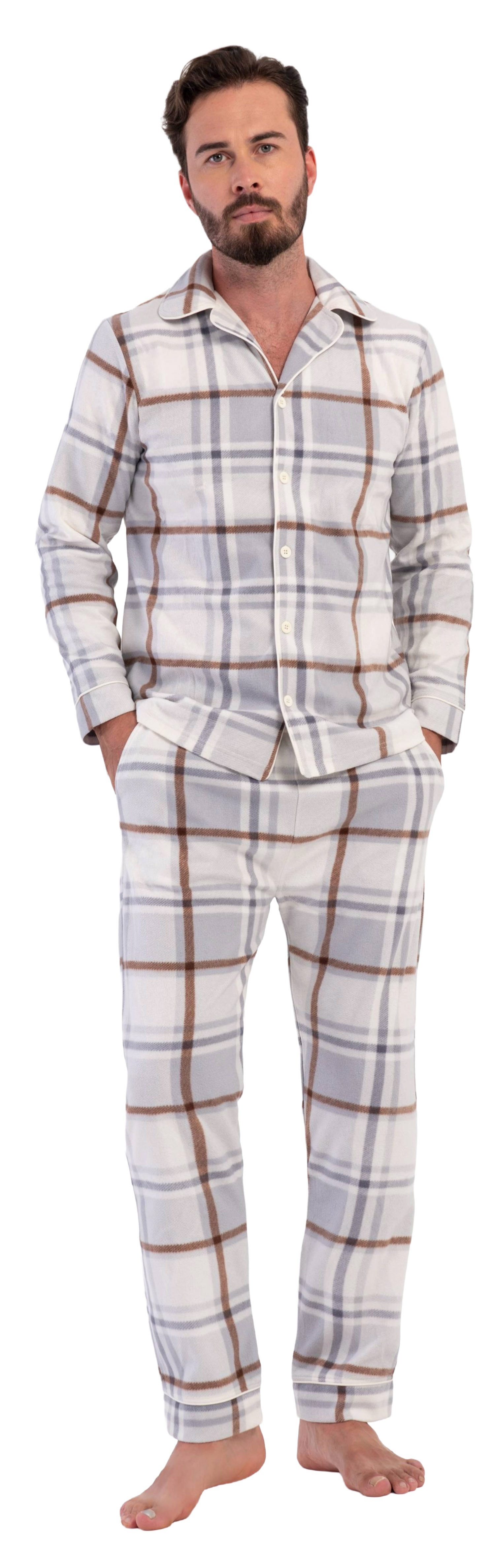 Vienetta Schlafanzug Herren Fleece Pyjama (2 tlg) Modisches Design
