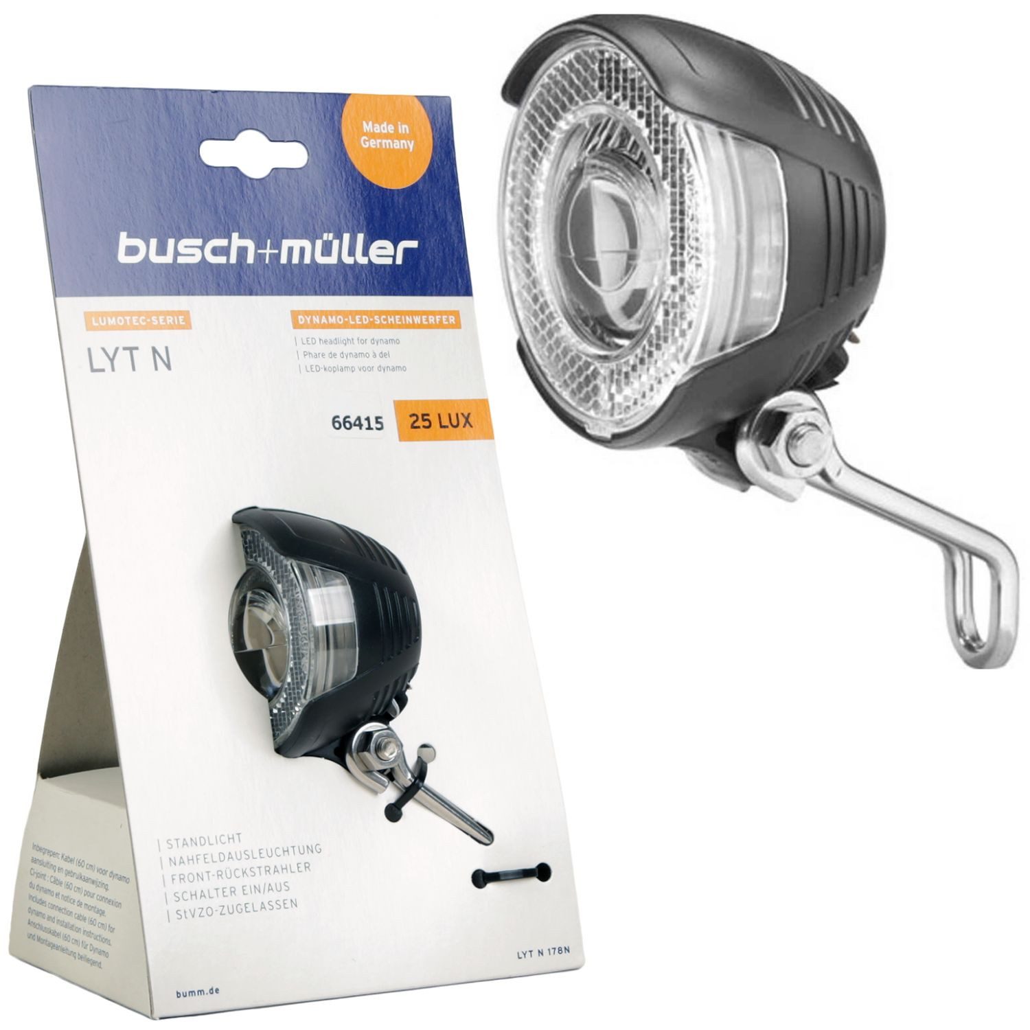 Busch + Müller Fahrrad-Frontlicht LED Scheinwerfer Dynamo Lumotec LYT N