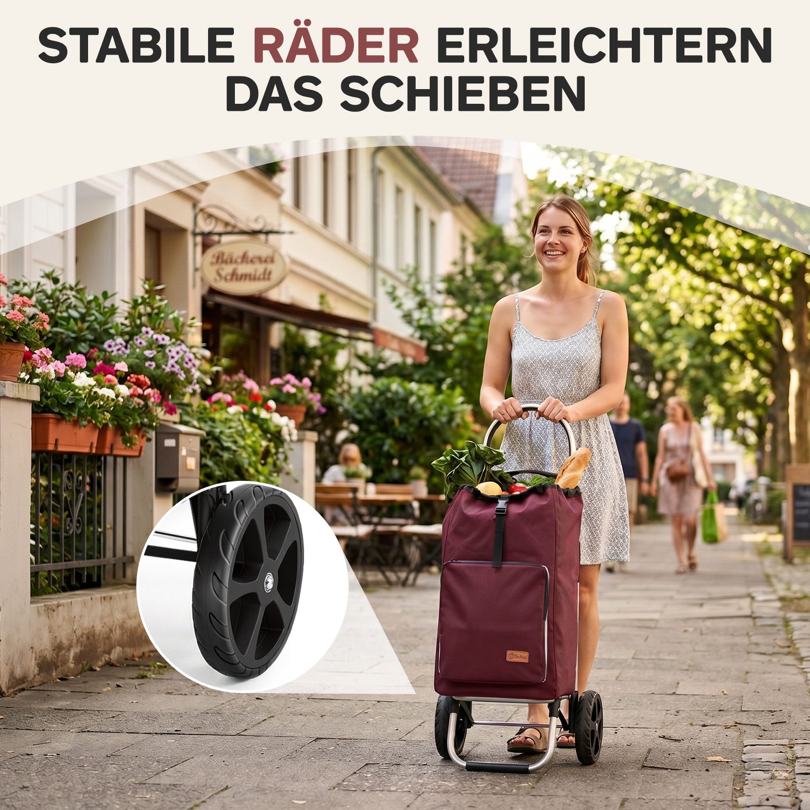 Sekey Einkaufstrolley Aluminium 2-in-1 Faltbar Einkaufstrolley Treppensteiger mit Kühltasche, 50 l Faltbar Einkaufsroller mit großen Rädern und Sackkarren-Funkt – Bild 4 von 5