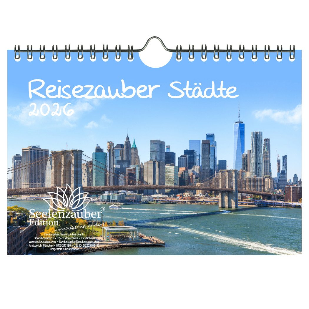 Seelenzauber Wandkalender Städtezauber DIN A5 Kalender für 2026 Städte - Seelenzauber