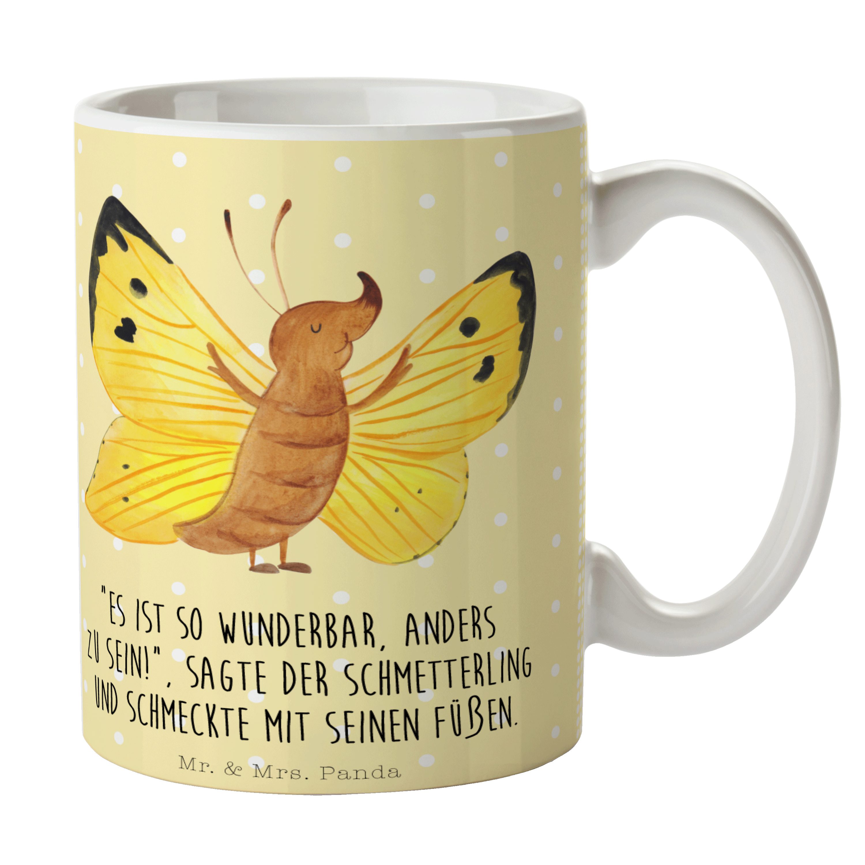 Keramik - & Zitronenfalter Gelb Geschenk, besonders, Pastell - Mrs. Mr. Panda Ka, Schmetterling Tasse