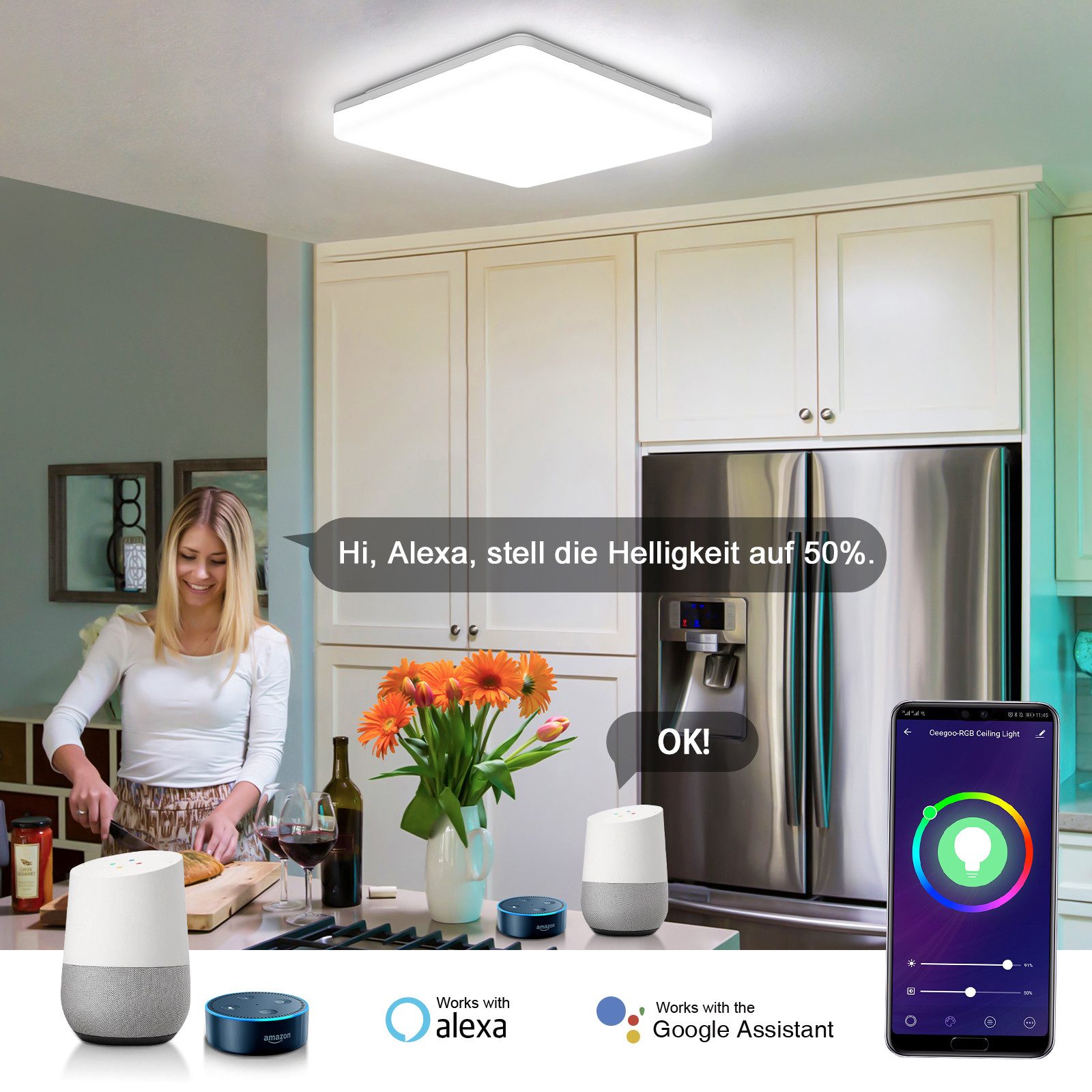 Oraymin LED Deckenleuchte RGB, App-Steuerung, Decken günstig online kaufen