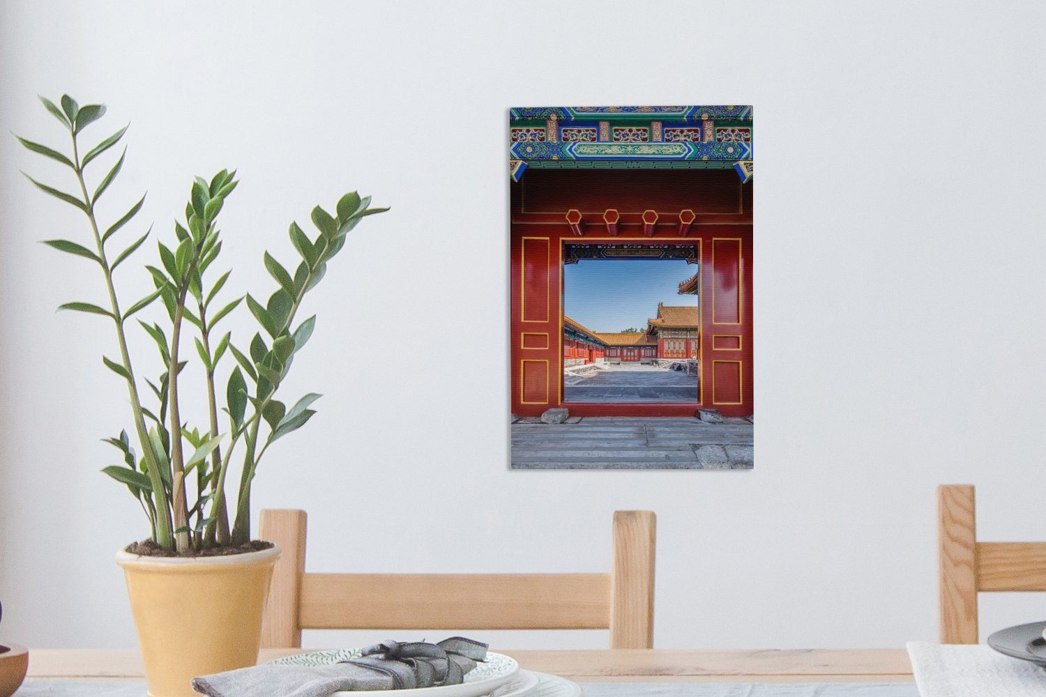 20x30 China, fertig (1 Verbotenen Zackenaufhänger, Leinwandbild Leinwandbild Türen Die St), bespannt in der inkl. OneMillionCanvasses® cm Stadt Gemälde,