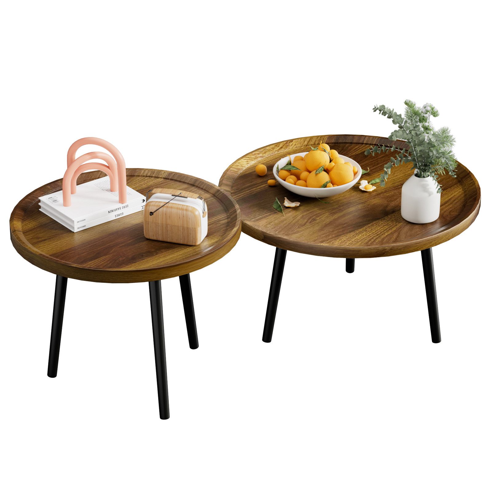Couchtisch Couchtisch-Set Rund, Beistelltisch, 2 teilig Wohnzimmertisch 50x48cm