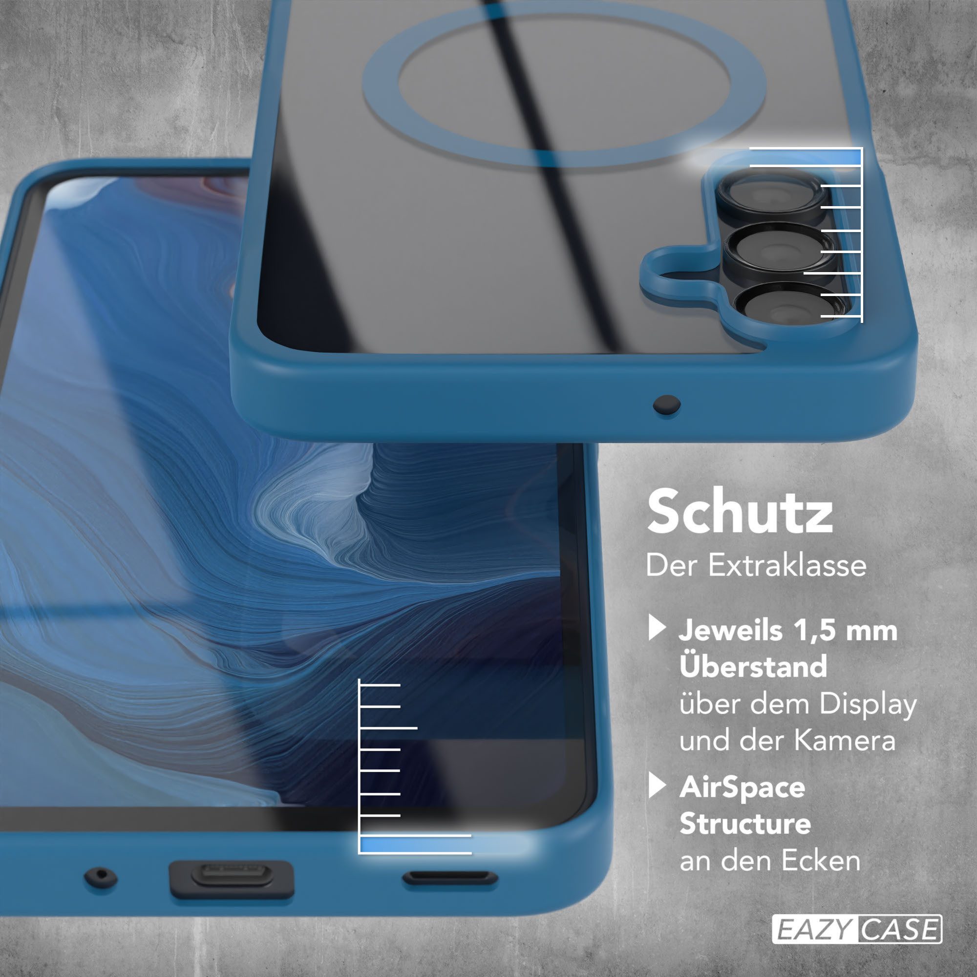 EAZY CASE Handyhülle Transparente Hülle MagSafe Samsung Galaxy A16 5G 6,7 Zoll, Silikon Handyhülle, Schutzhülle mit Kameraschutz, Etui magnetisch Blau – Bild 4 von 5