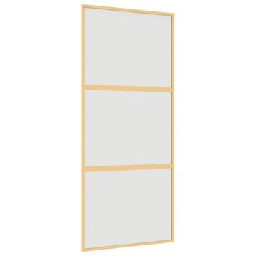 vidaXL Zimmertür Schiebetür Golden 90x205 cm Matt ESG-Glas und Aluminium Zimmertür Inne