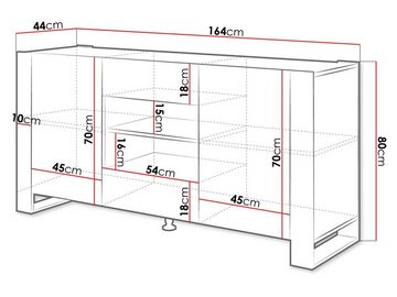 MIRJAN24 Kommode Wood (mit 2 Türen und 2 Schubladen), Antrazit Füße