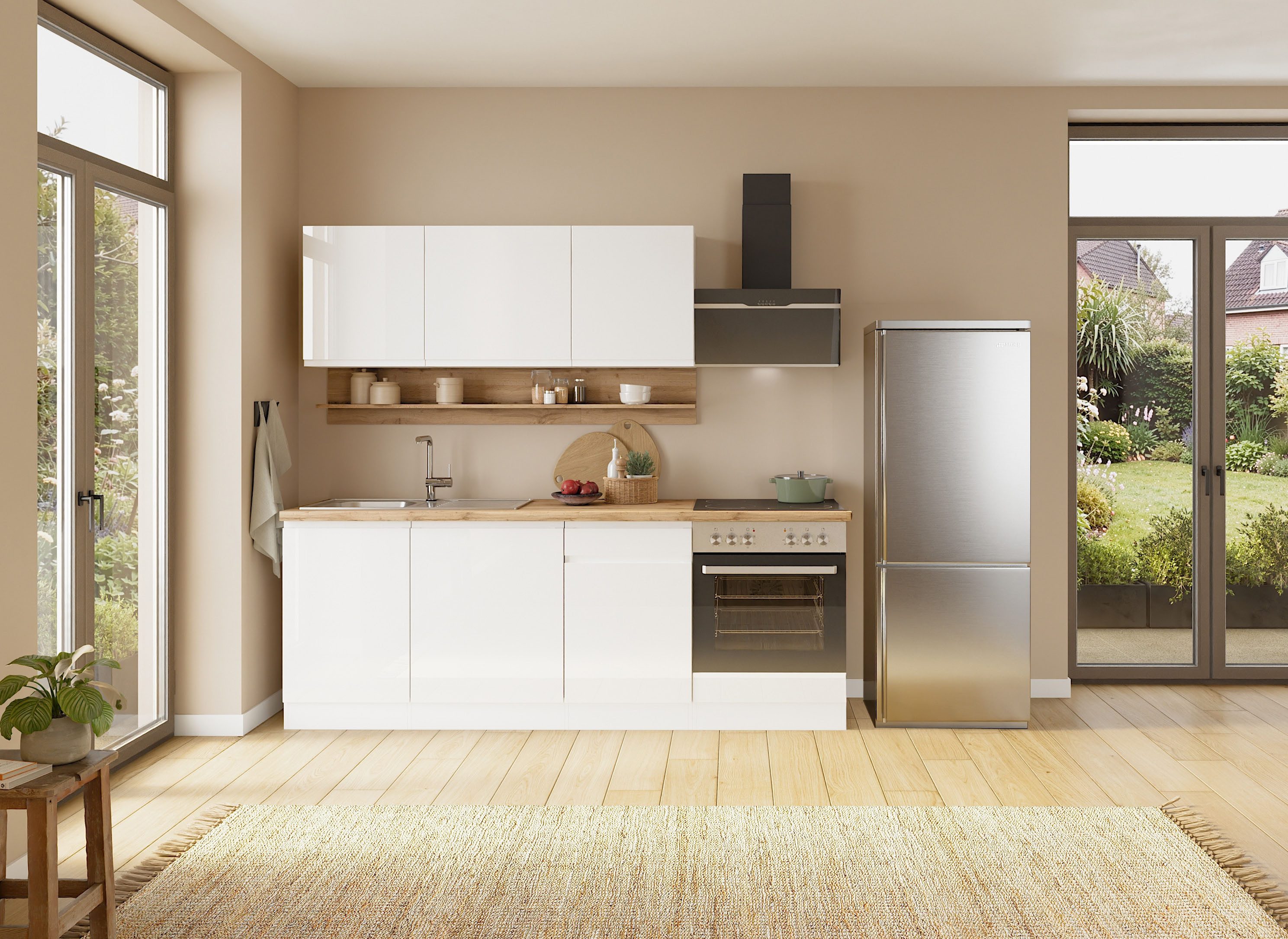 KOCHSTATION Spülenschrank KS-Virginia,neu in verbesserter Ausführung (Stauraum, Softclose, ohne Armatur) Breite 110 cm, inklusive Einbauspüle, Soft-Close – Bild 2 von 5