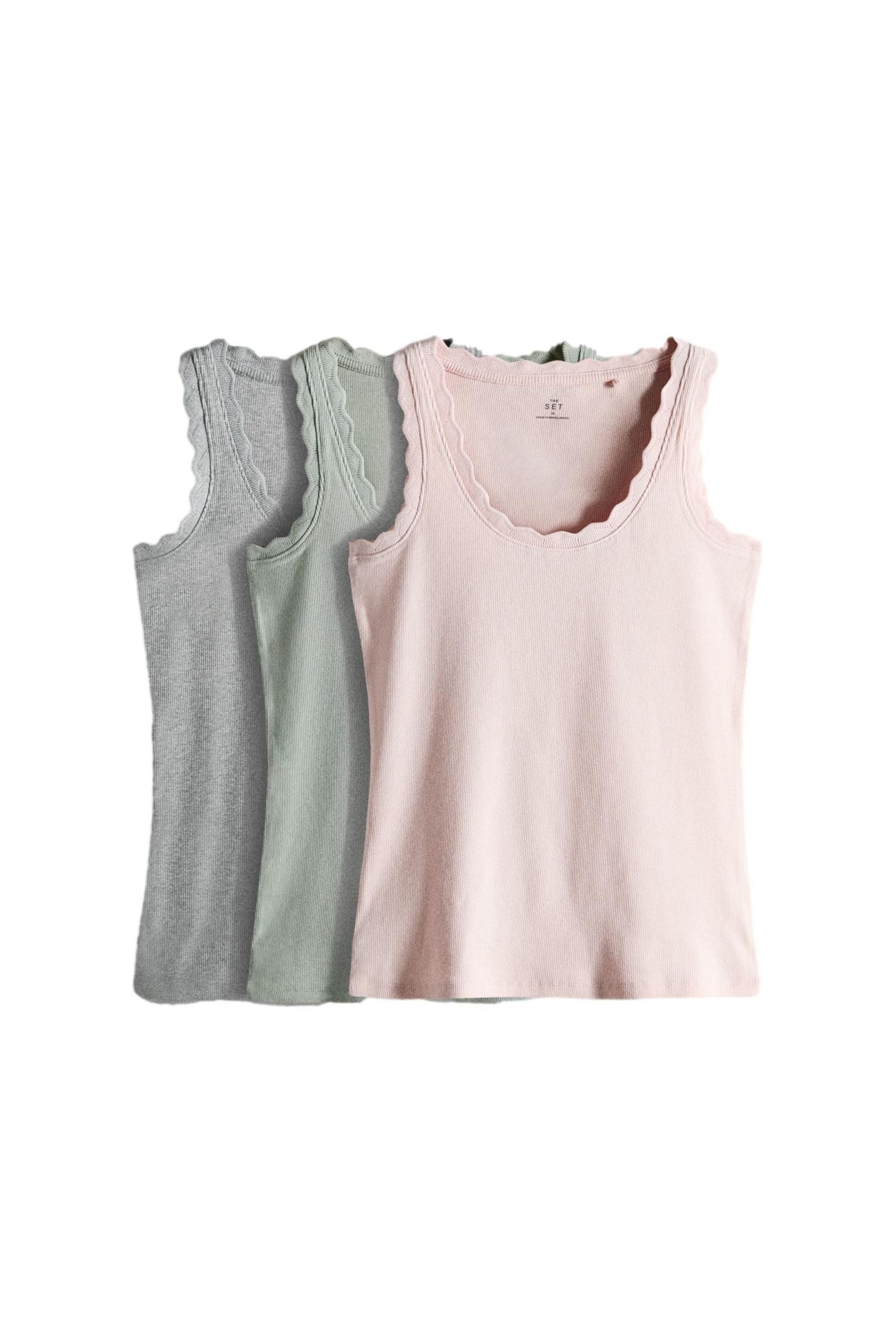 The Set T-Shirt The Set Trägertops mit Bogenkante, 3er-Pack (3-tlg)