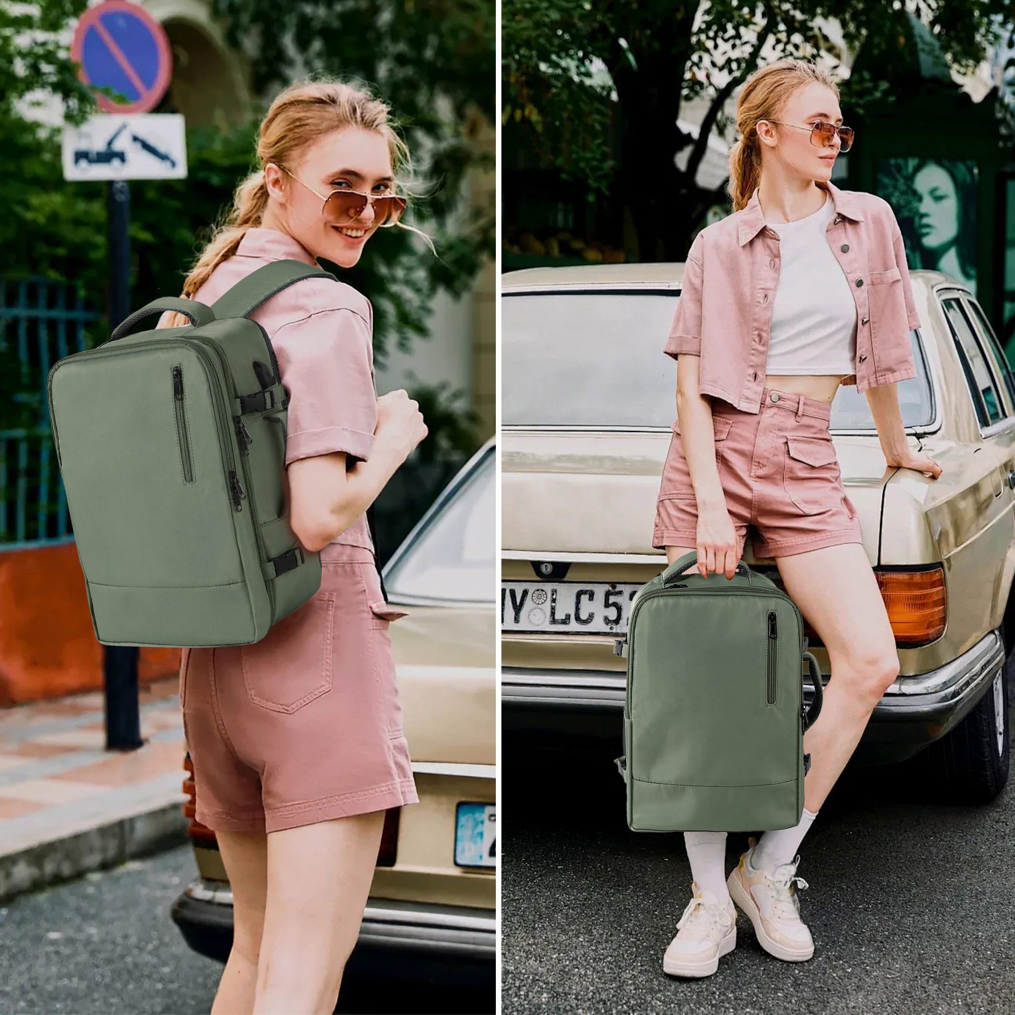 TAN.TOMI Cityrucksack Rucksack Wasserdichter Backpack Schultasche mit Laptopfach, Handgepäck Rucksack Für Flugzeug Unter Sitzplatz Tasche