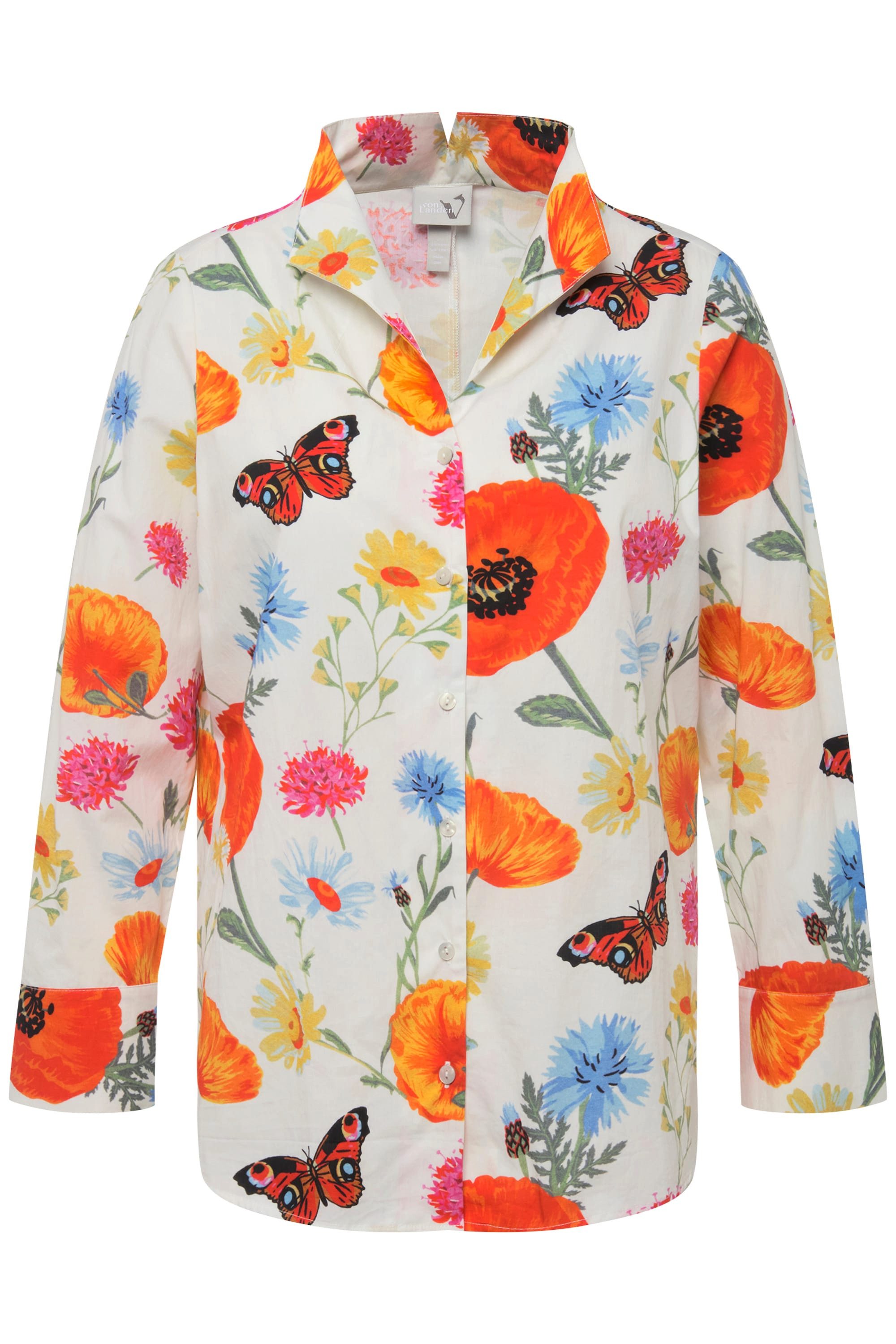 Ulla Popken Longbluse Bluse Blüten Schmetterlinge günstig online kaufen