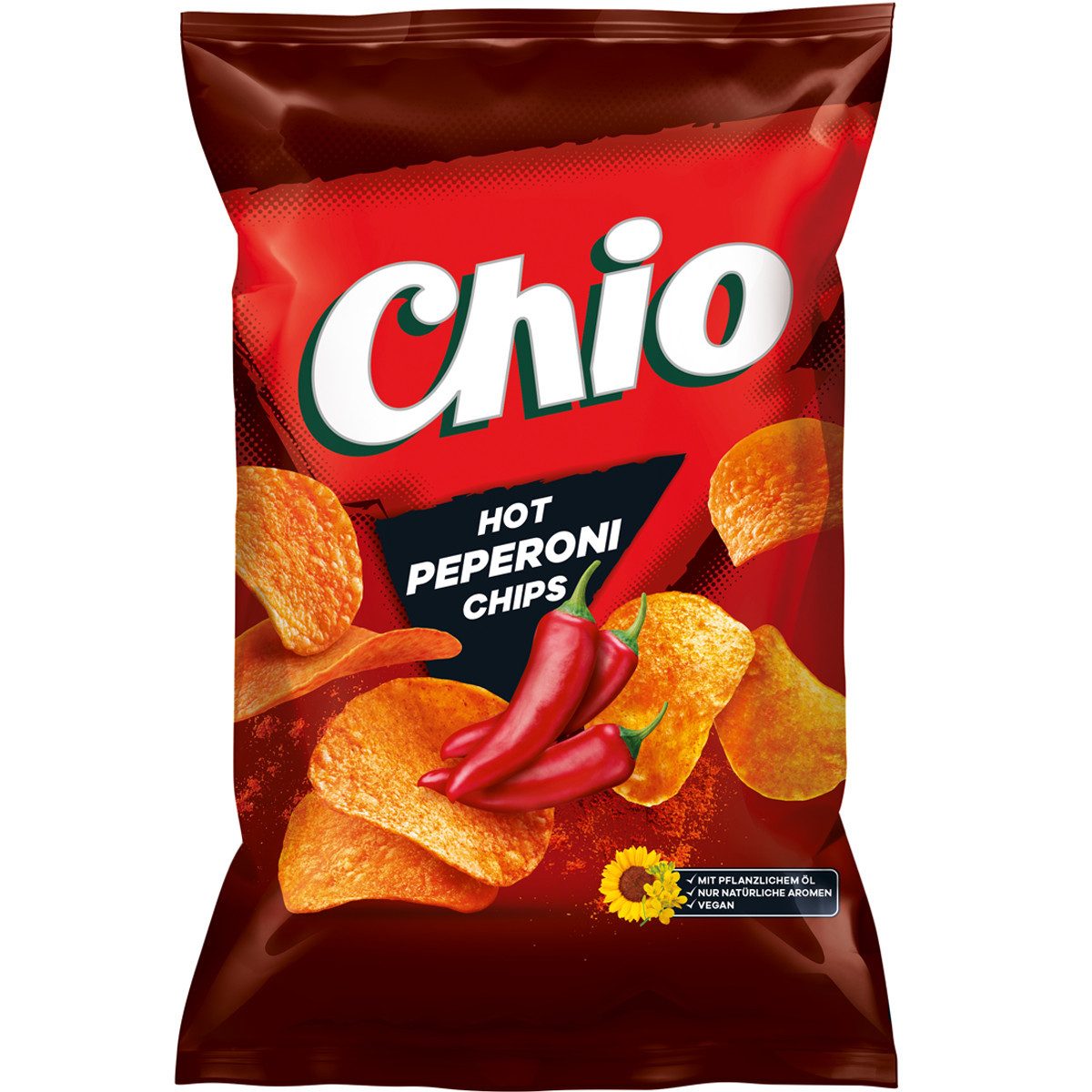 Chio Knabberei, Chio Chips Hot Peperoni glutenfrei vegetarisch vegan extrascharf 150g