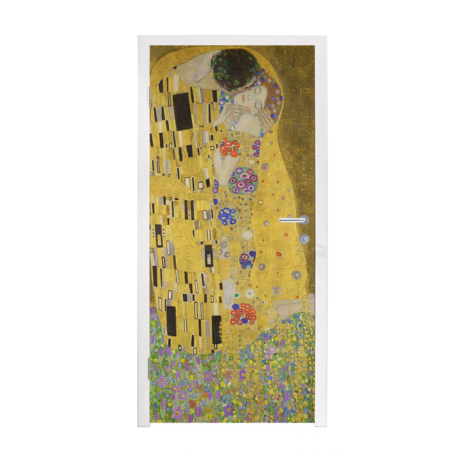 St), Tür, Klimt, cm MuchoWow Matt, - 75x205 für Kuss Türtapete Gustav Der Fototapete Türaufkleber, (1 bedruckt,