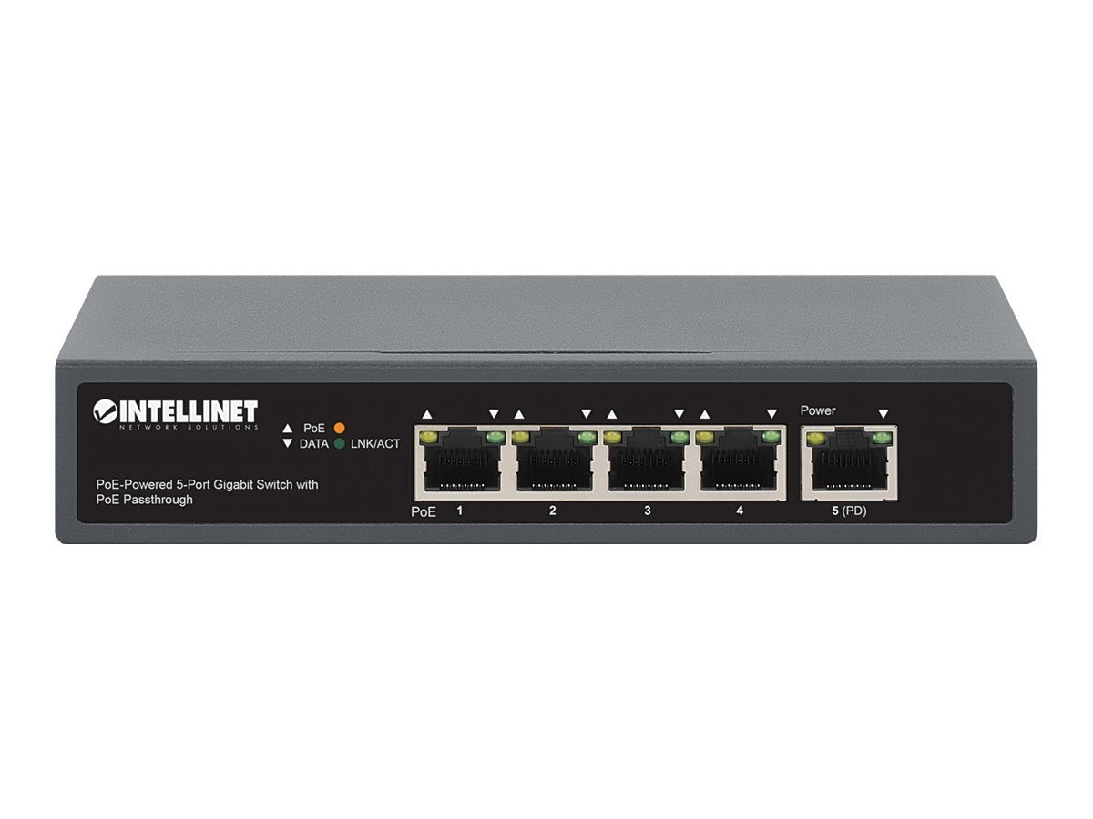 INTELLINET 4-Port Gigabit+1GE (PD) High PoE Switch Netzwerk-Switch