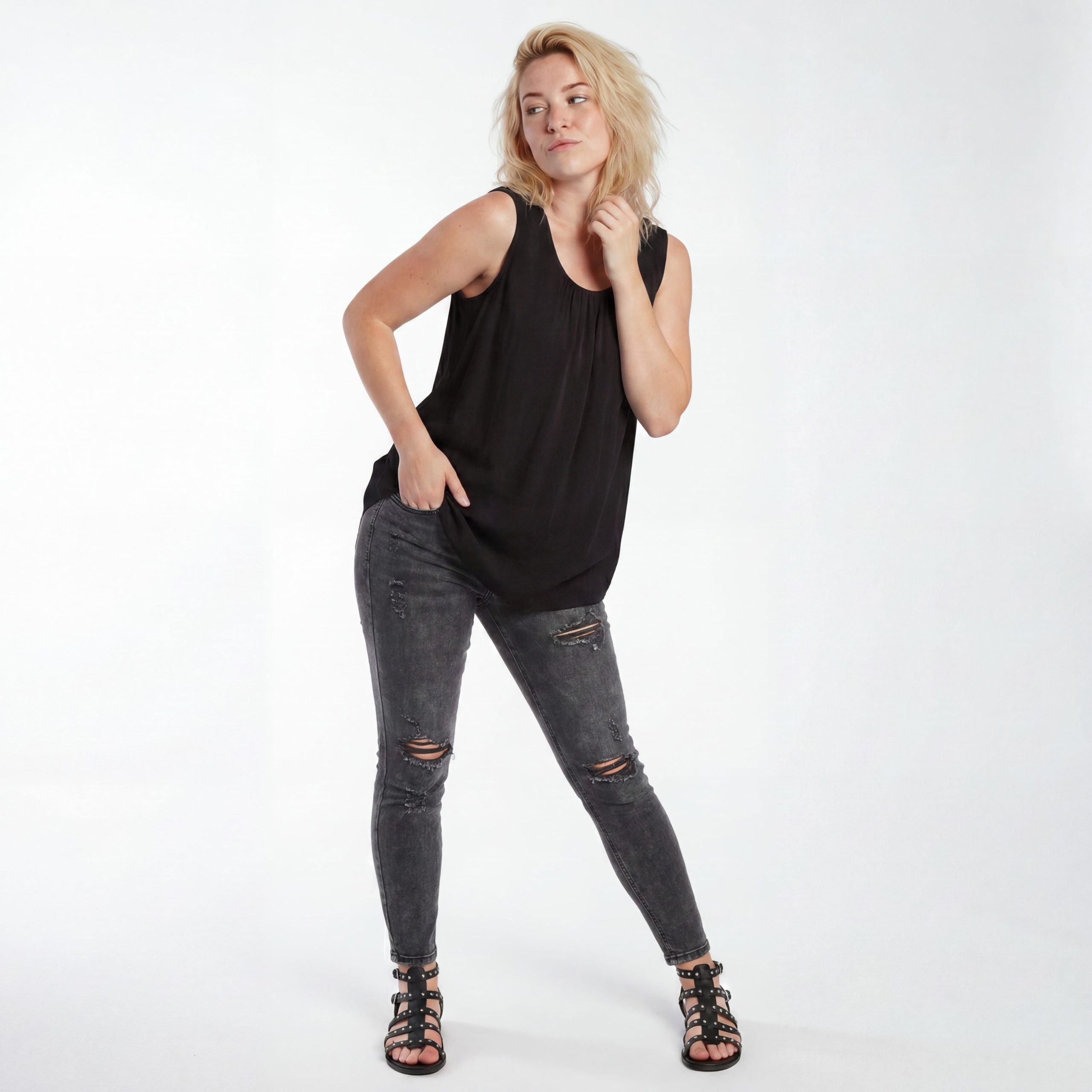 OriginalYou Trägertop Damen Long Top Sommer Oberteil ärmelloses Strandshirt mit Innentop für blickdichten Tragekomfort, erhältlich von 36-50 – Bild 4 von 5