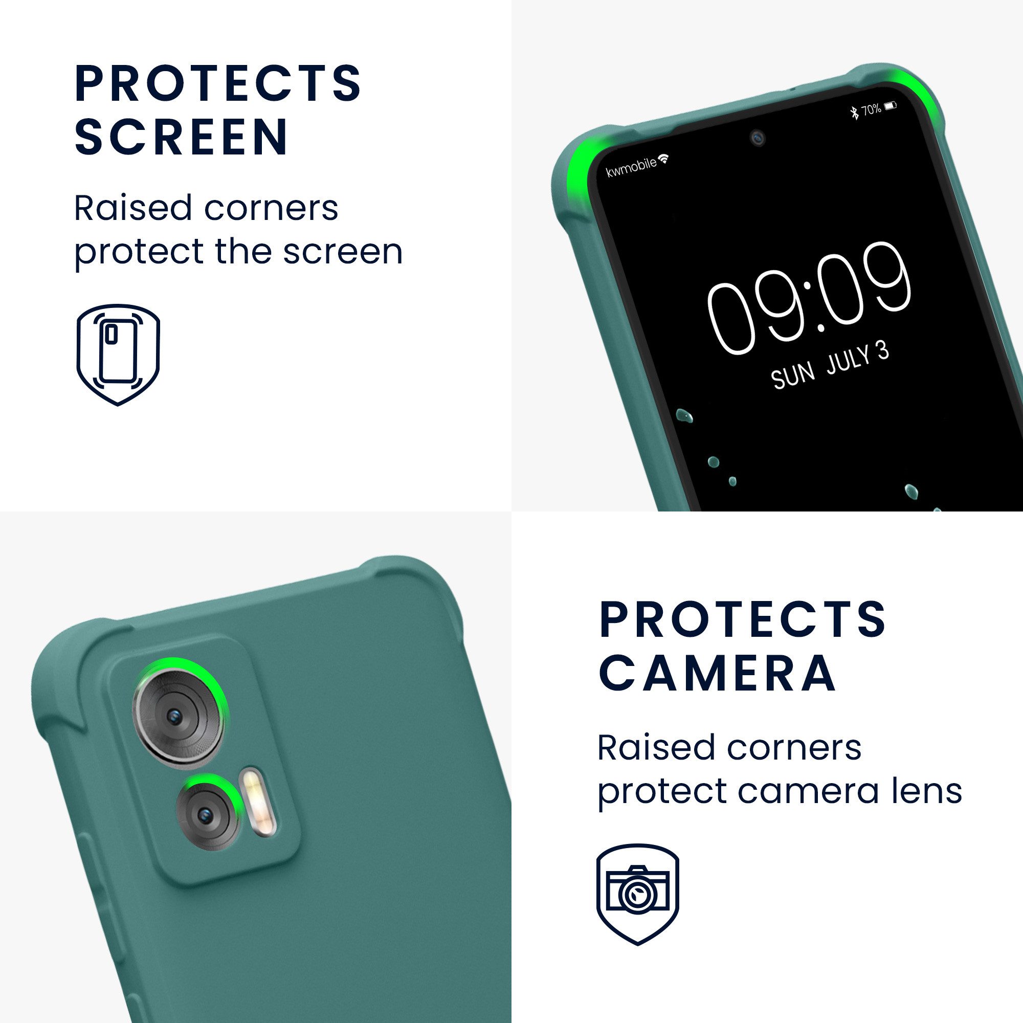 kwmobile Etui Hülle für Motorola Edge 30 Neo, mit Metall Kette zum Umhängen - Silikon Handy Cover Case Schutzhülle