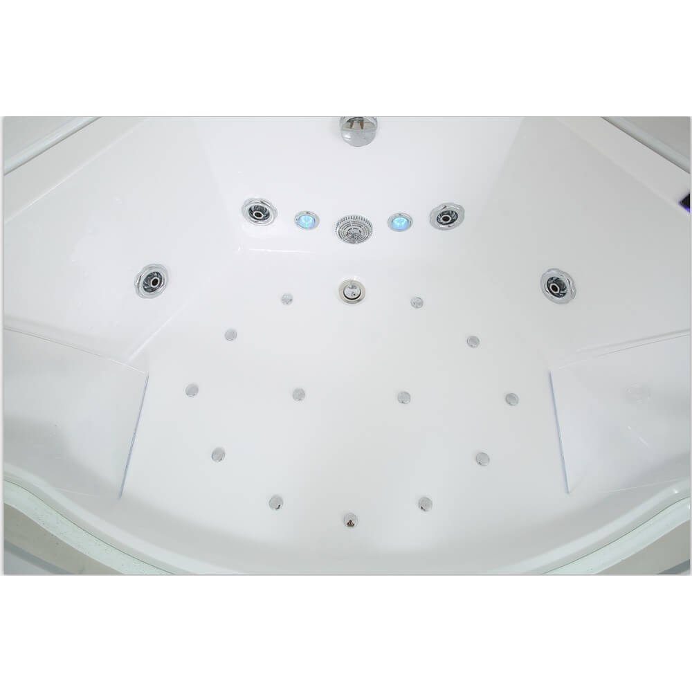 HOME DELUXE Whirlpool-Badewanne ATLANTIC - L 140 x 140 x 64 cm, Sanitäracryl, Radio, Licht, Eckbadewanne für 2 Personen
