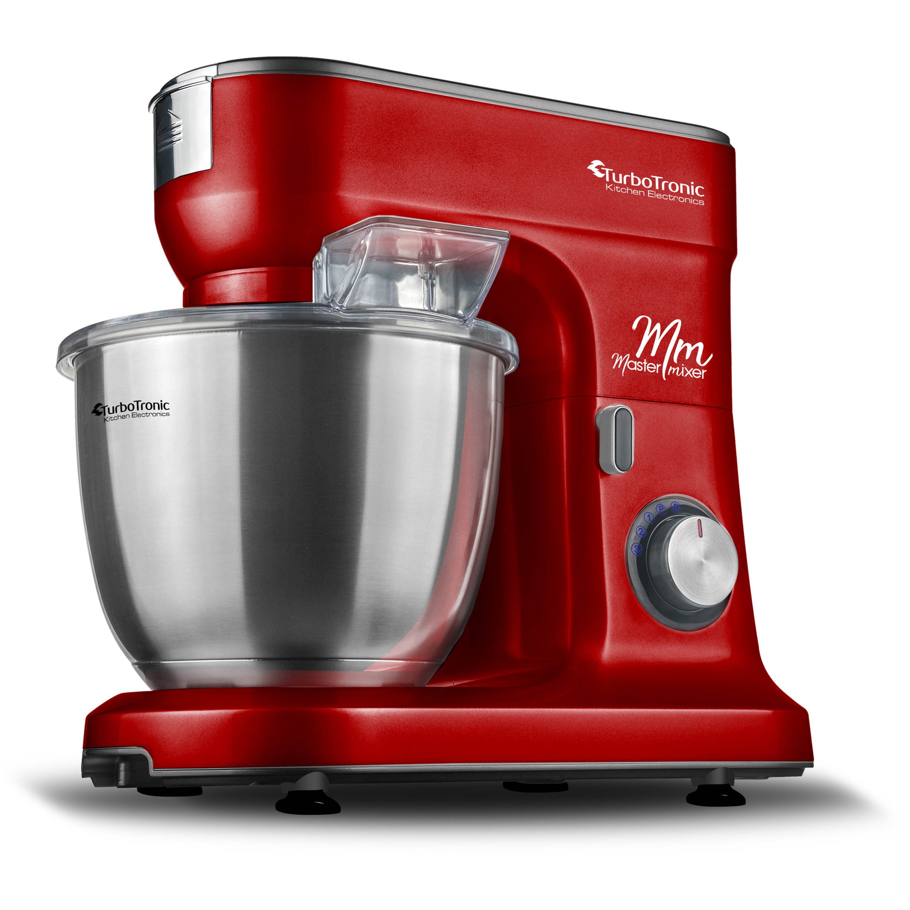 TurboTronic by Z-Line Küchenmaschine, 1200 W, 5 l Schüssel, Teigkneter, Küchenmixer, 1200W mit 6,5L Edelstahl-Rührschüssel