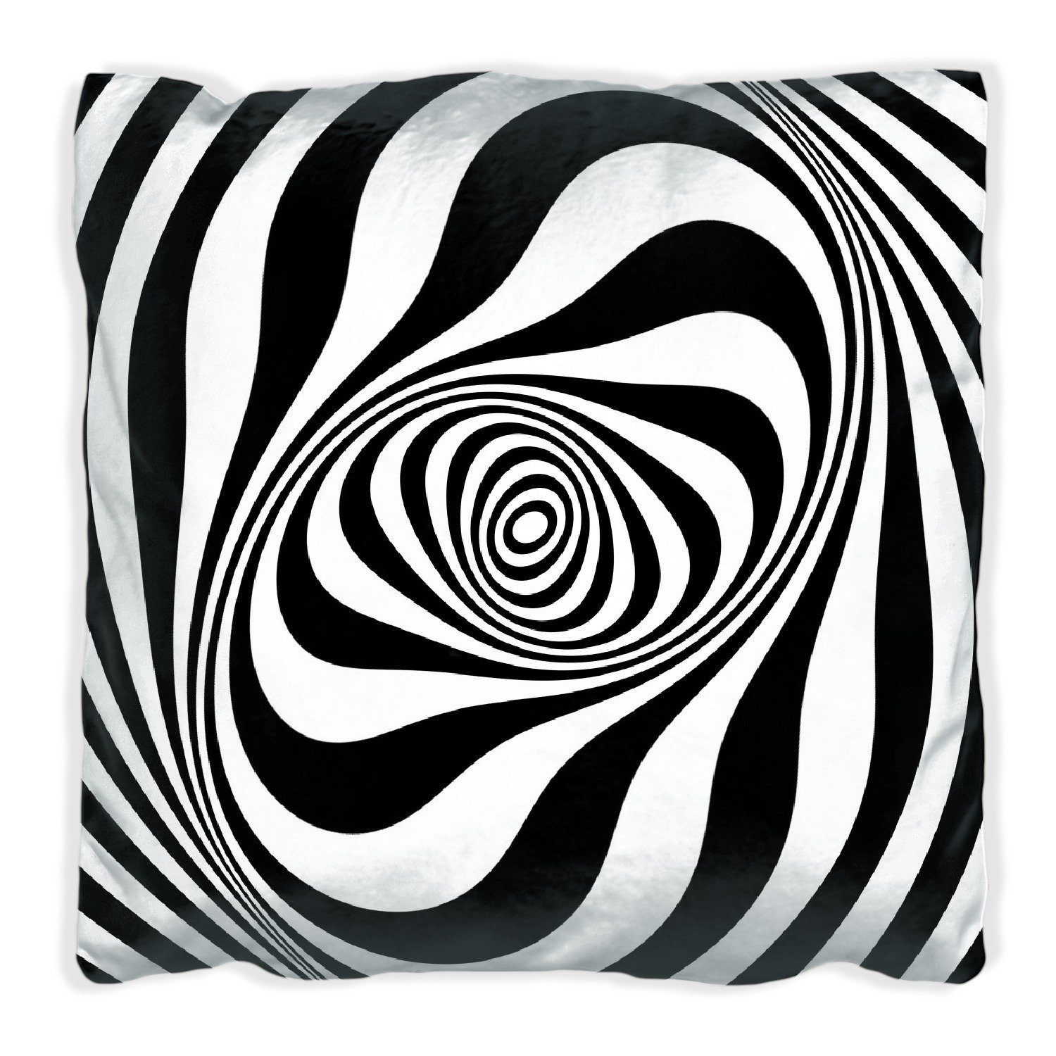 Wallario Dekokissen Optische Täuschung - Zebra Muster - schwarz weiß, handgenäht