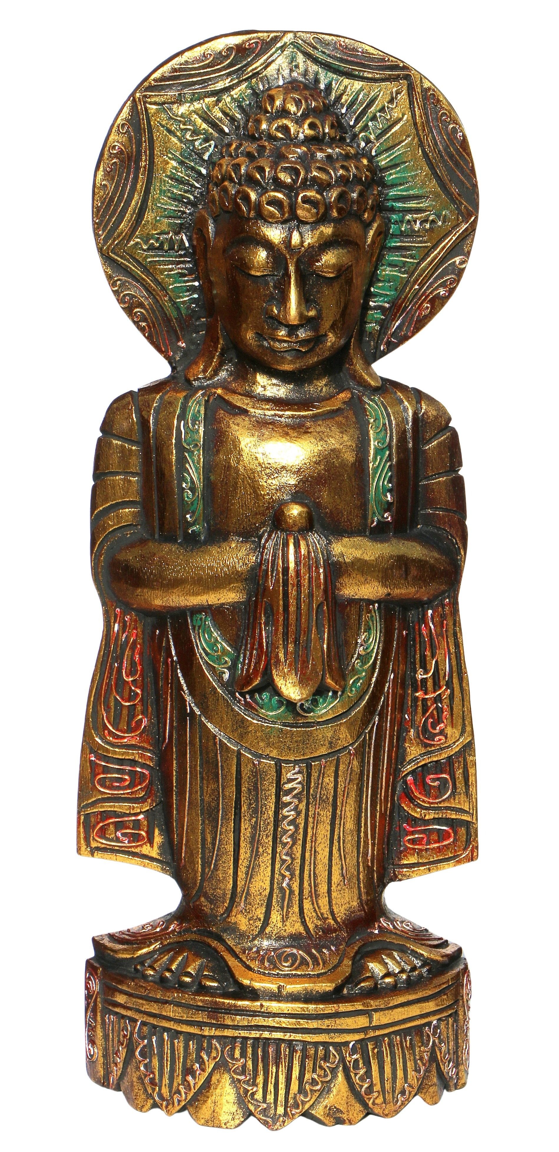 Wogeka Buddhafigur 50 cm Meditation Buddha Sonne Holz-Figur Statue Asien Feng Shui
