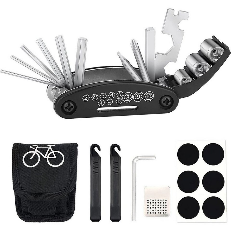 7 In 1 Tasche Stahl Fahrrad Multitool Kits MTB Fahrradreparaturschlüssel 