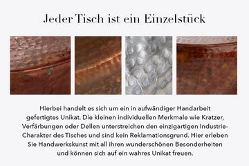 riess-ambiente Couchtisch ORIENT STORAGE Ø60cm natur / weiß, Wohnzimmer · rund · Massivholz · Metall · mit Stauraum · Hammerschlag
