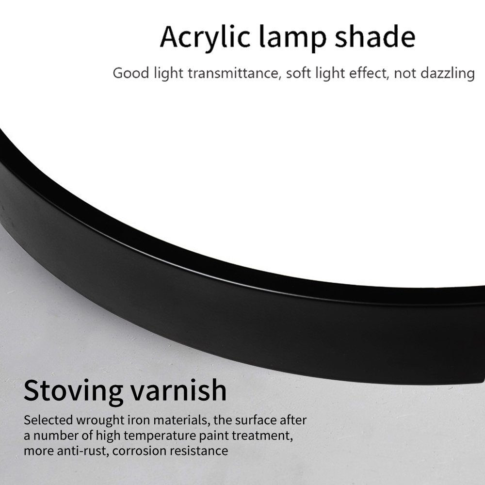 style home LED Deckenleuchte Runde Deckenlampe aus Metall, LED fest integriert, Leuchte für Wohnzimmer Schlafzimmer Küche Büro, 50x50x4cm, Schwarz – Bild 4 von 5