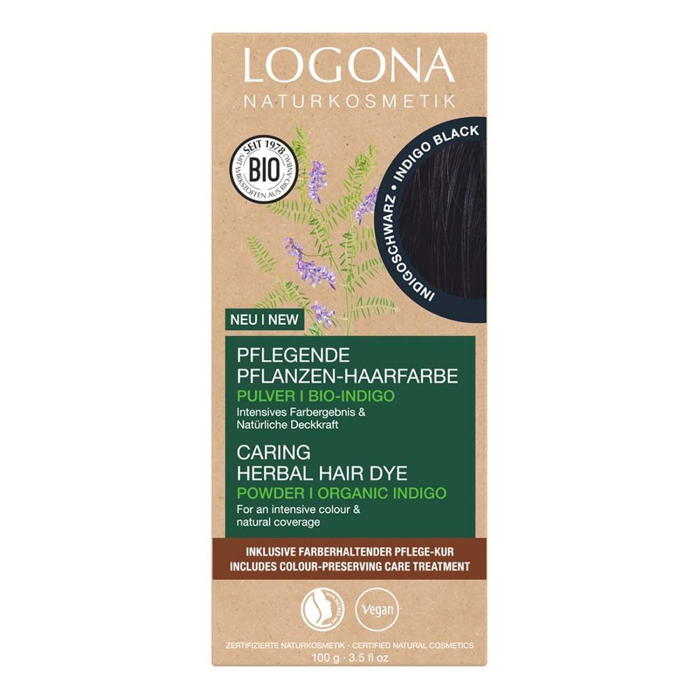 LOGONA Haarfarbe Pflegende Pflanzen-Haarfarbe Pulver - Indigoschwarz 100g