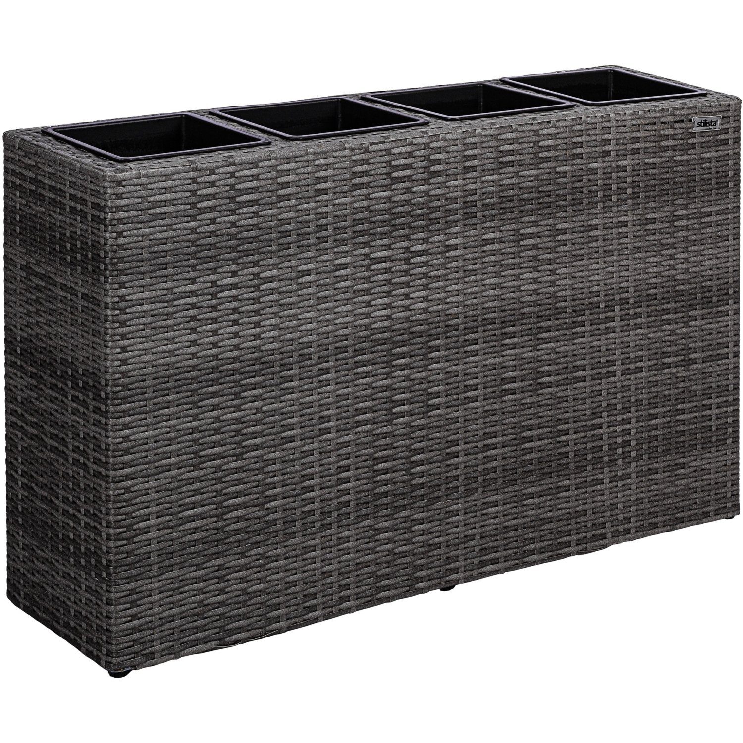 STILISTA Pflanzkübel Polyrattan Pflanzkasten Blumentopf Blumenkasten, 95 x 60 x 26 cm, 4 herausnehmbare Innentöpfe, Farbwahl