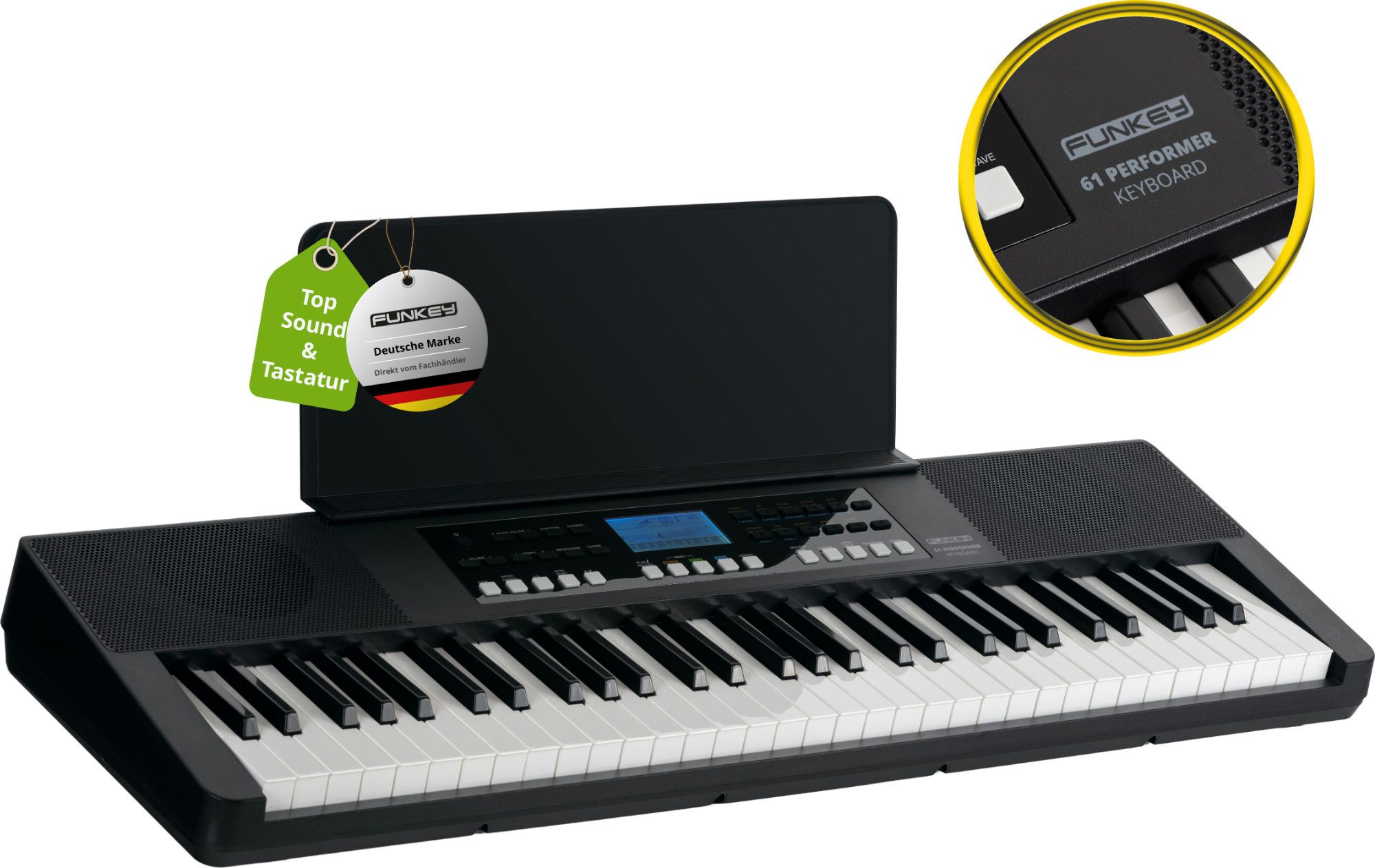 FunKey Home-Keyboard Funkey 61 Performer schwarz, mit Begleitautomatik und intelligente Lernfunktion