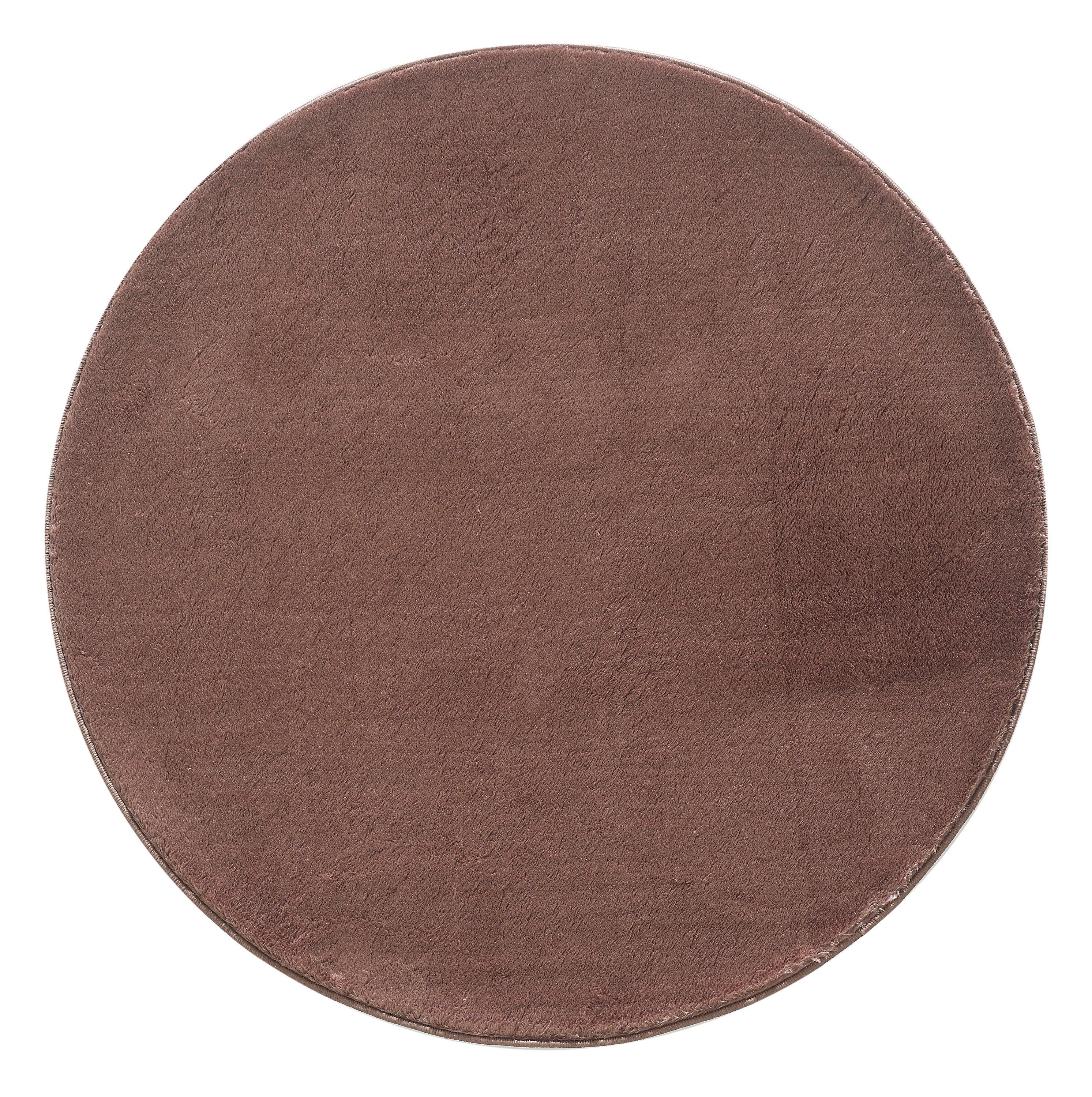 Teppich Unicolor - Einfarbig, Teppium, Rund, Höhe: 25 mm, Teppich Wohnzimmer Braun