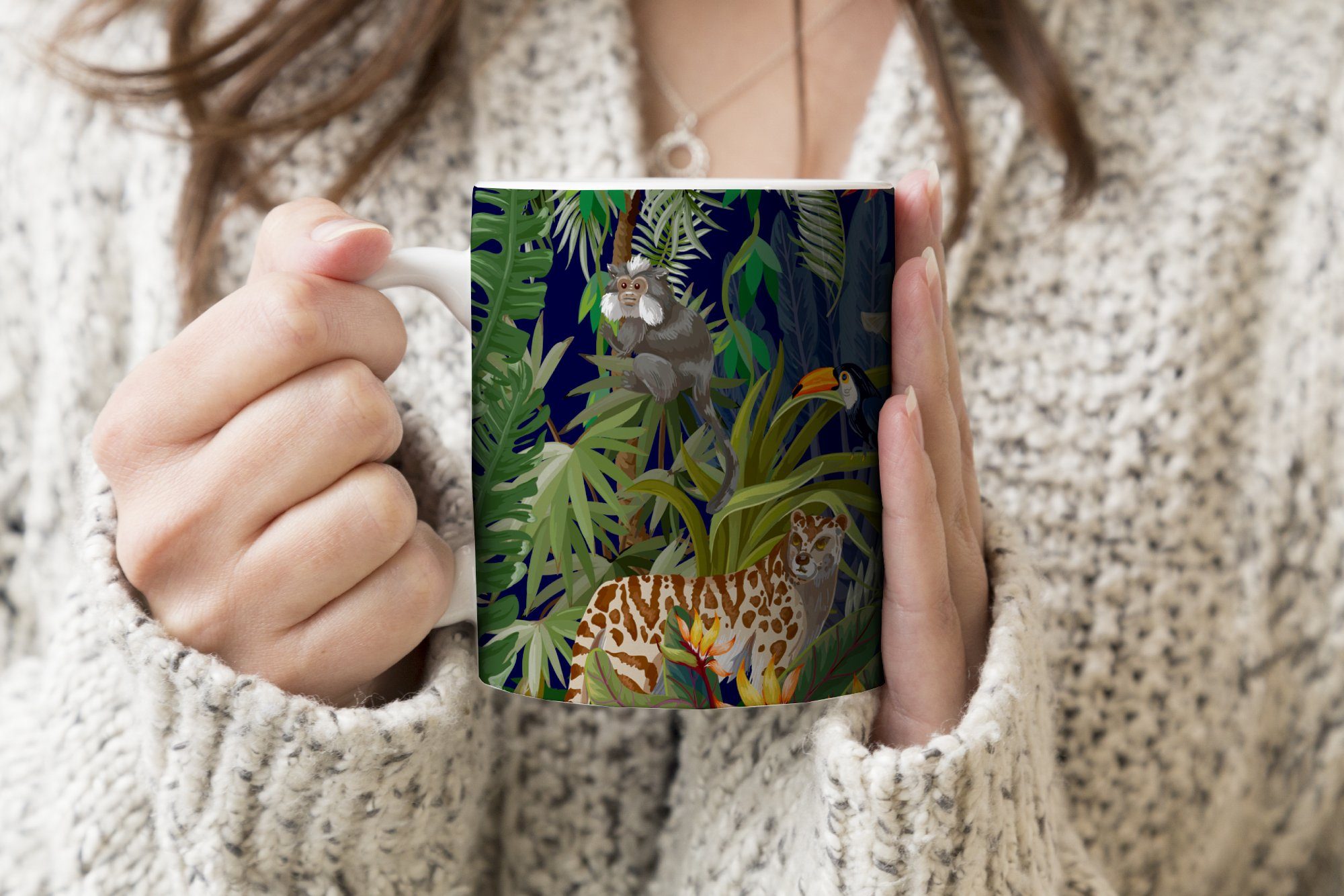 - Tasse Jungen Keramik, - Mädchen Flamingo Natur Becher, Zebra, Kaffeetassen, - Geschenk Teetasse, - Teetasse, - Dschungeltiere MuchoWow