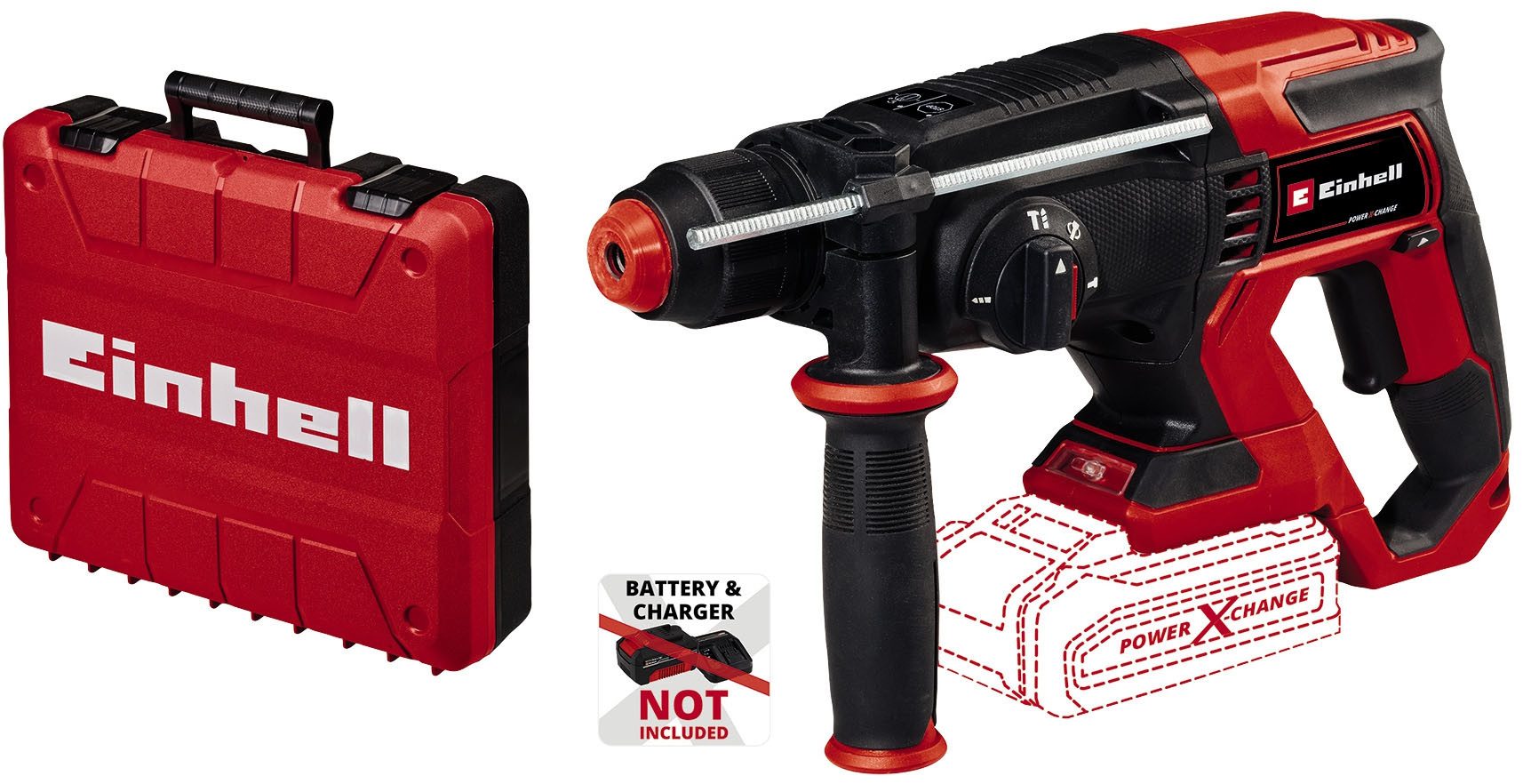 Einhell Akku-Bohrhammer TE-HD 18/20 Li - Solo, max. 1300 U/min, Power X-Change, ohne Akku, inkl. E-Box Aufbewahrungskoffer