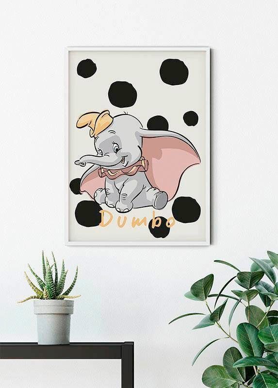 Komar Bild Dumbo Dots, Disney (1 St), Wandbild zur Dekoration im Kinderzimmer - ohne Rahmen