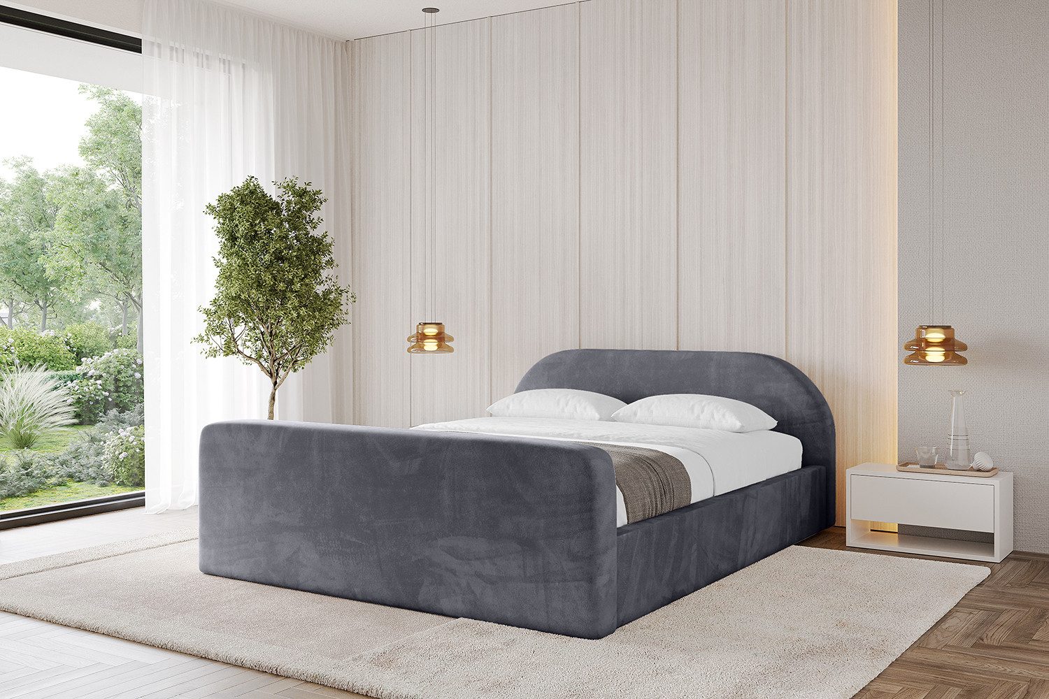 ALTDECOR Polsterbett TIVON-Z-v1 (Polsterbett mit Bettkasten und Lattenrost, Boxbett ohne Matratze), Doppelbett mit Stauraum, Bett mit Kopfteil