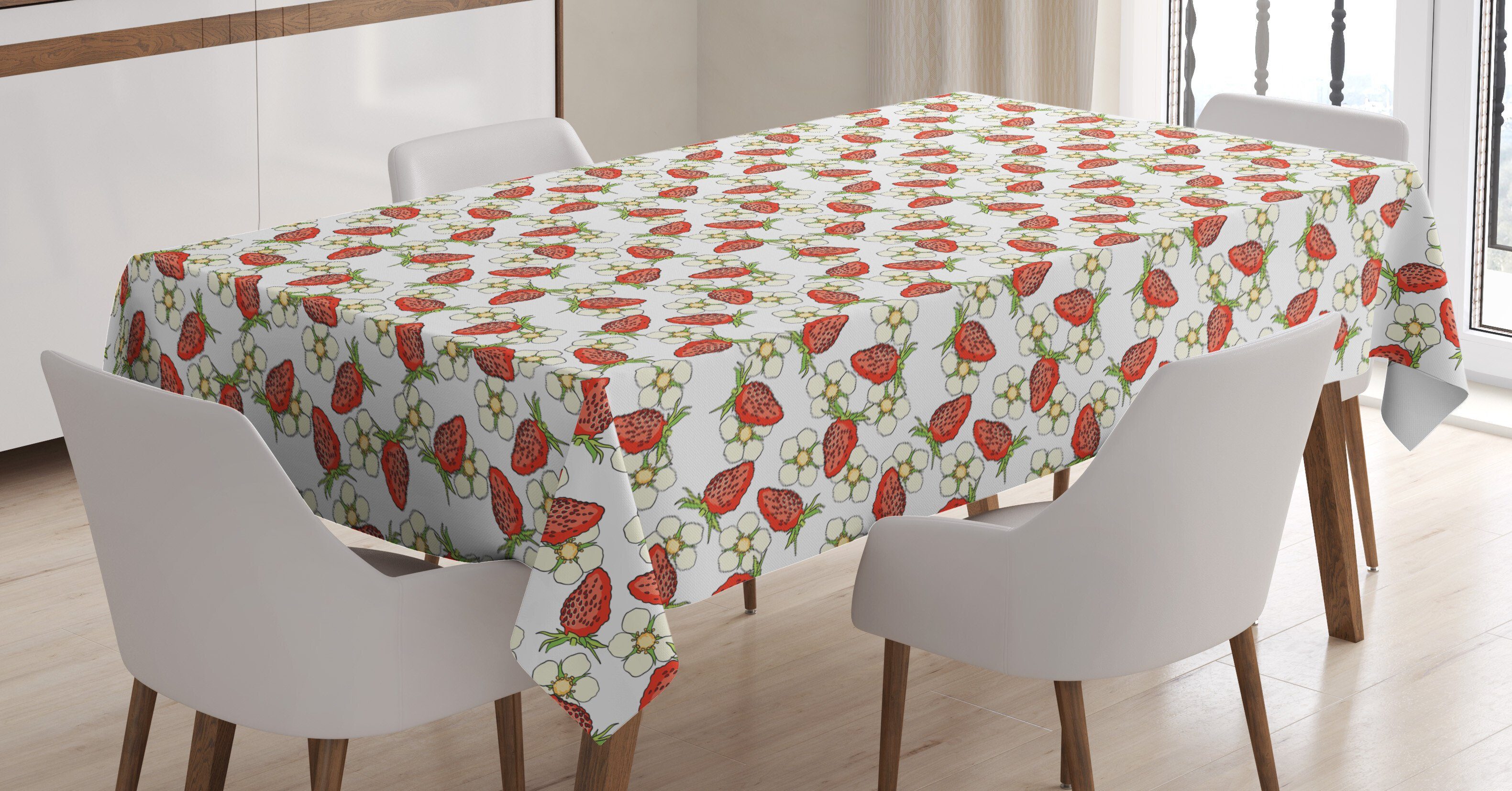 Abakuhaus Erdbeere Farben, Tischdecke geeignet Bereich den Blüten Waschbar Klare Farbfest Für Berry Außen Sommer