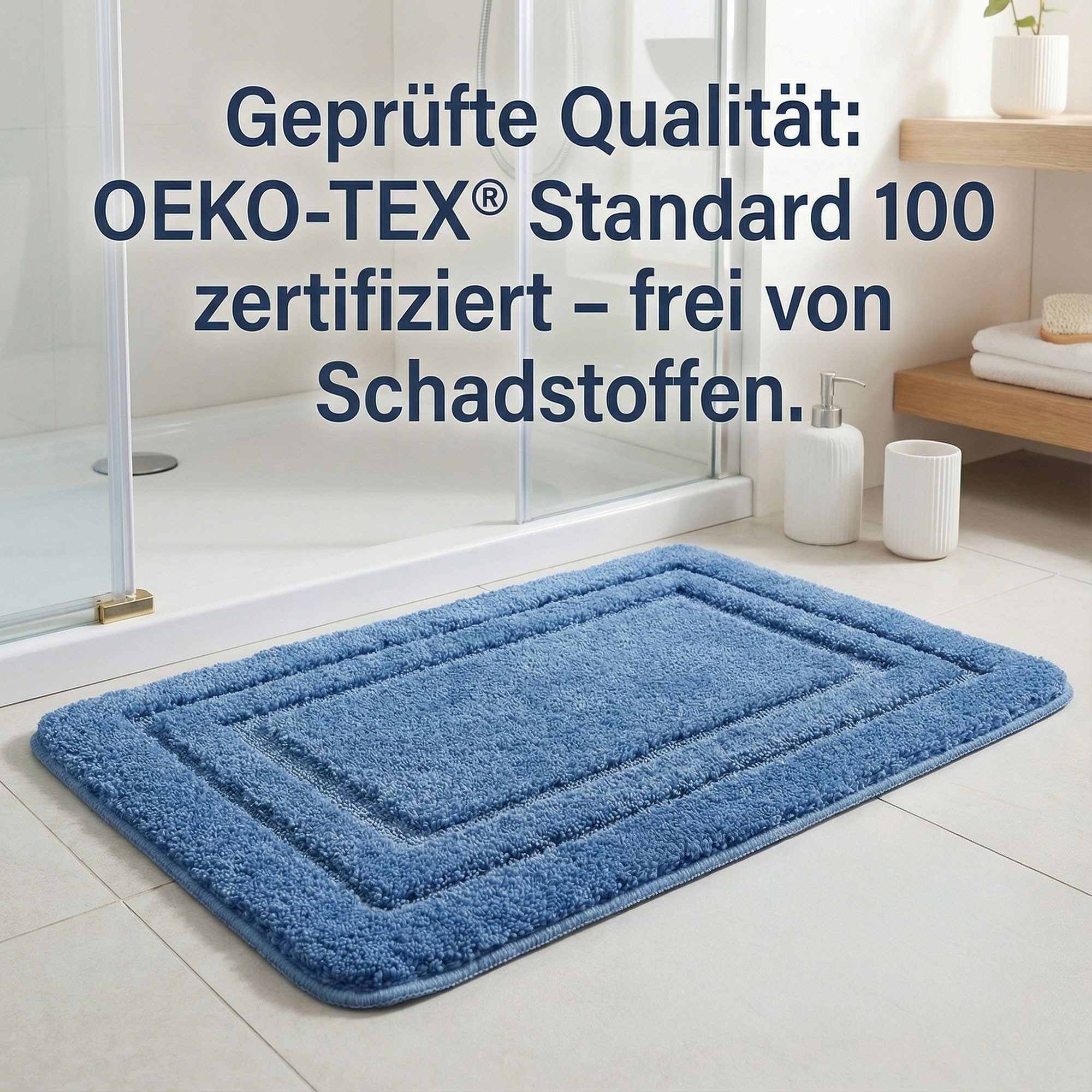HELLSER Badematte KIRA - Badezimmerteppich rutschfest & waschbar - Mikrofaser, fußbodenheizungsgeeignet, schnell trocknend, Polyester, OEKO-TEX zertifiziert, we – Bild 4 von 5