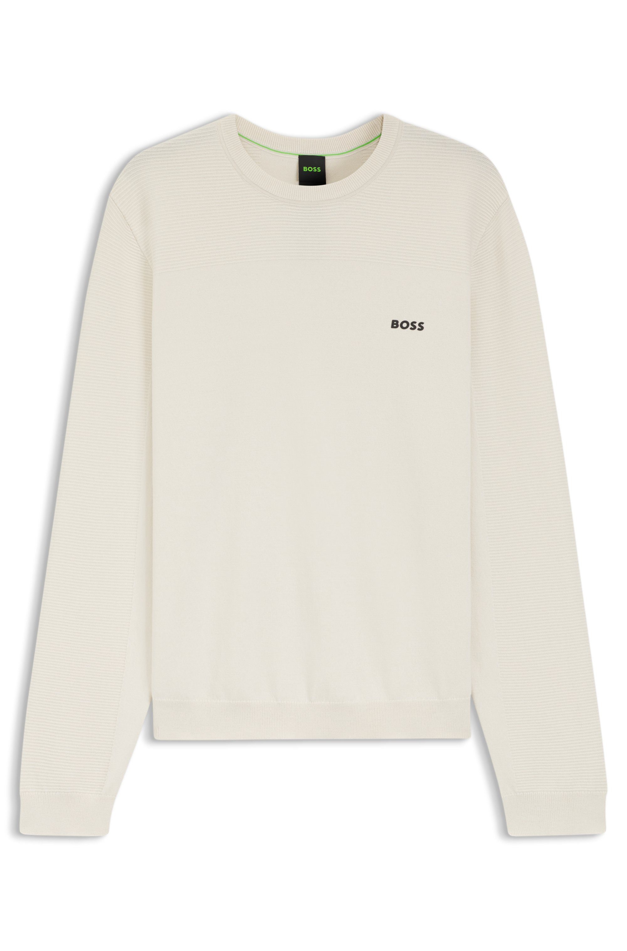 BOSS GREEN Вязаные свитера KN Momentum-X CN Rundhalsausschnitt, Regular Fit, kontrast HD-Logo