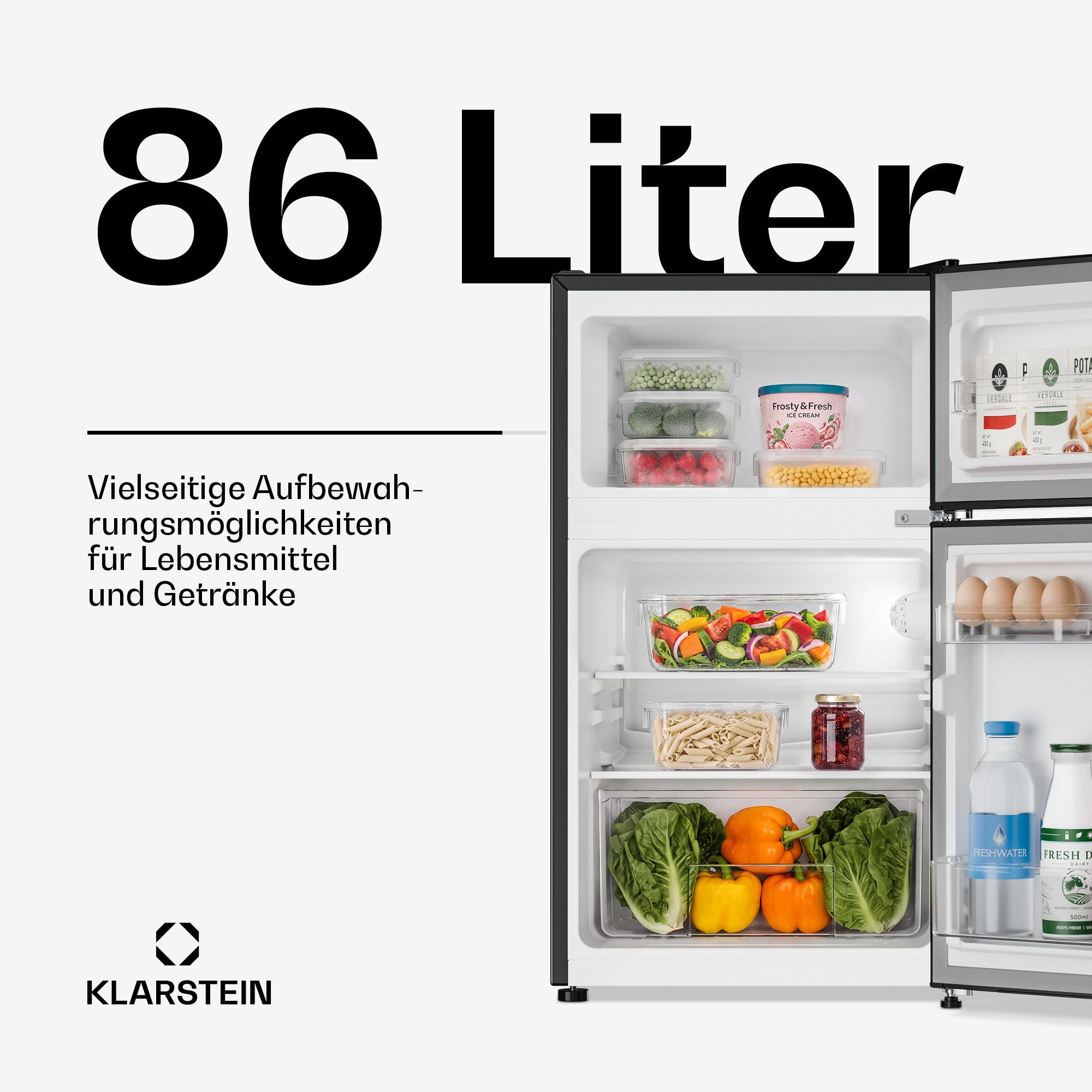 Klarstein Kühl-/Gefrierkombination 10045924, 84.5 cm hoch, 47 cm breit, Kühl-Gefrierschrank Mini Fridge Haus Getränkekühlschrank – Bild 3 von 5