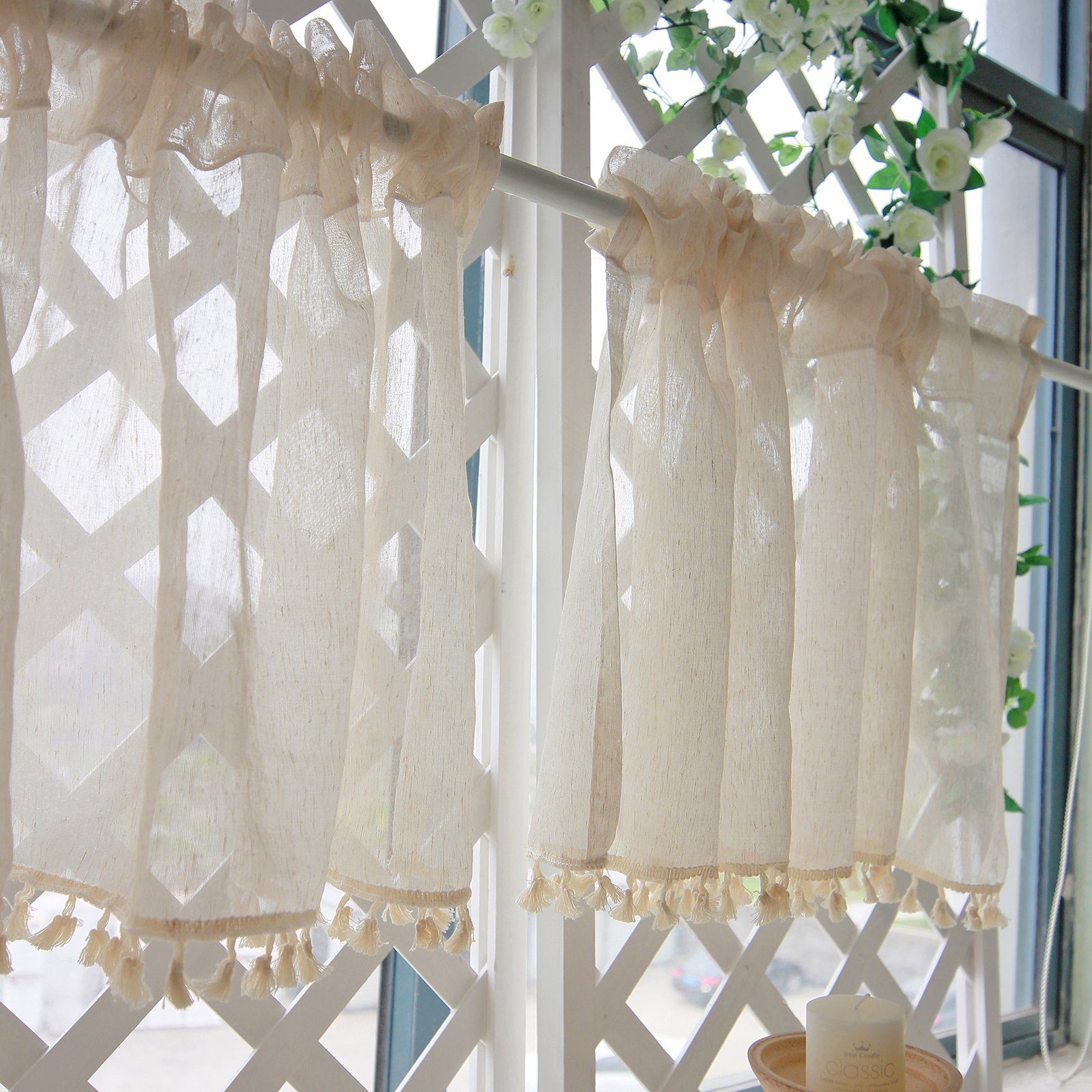 Qelus Scheibengardine Transparent Bistrogardine Gardine Kurz,Beige günstig online kaufen