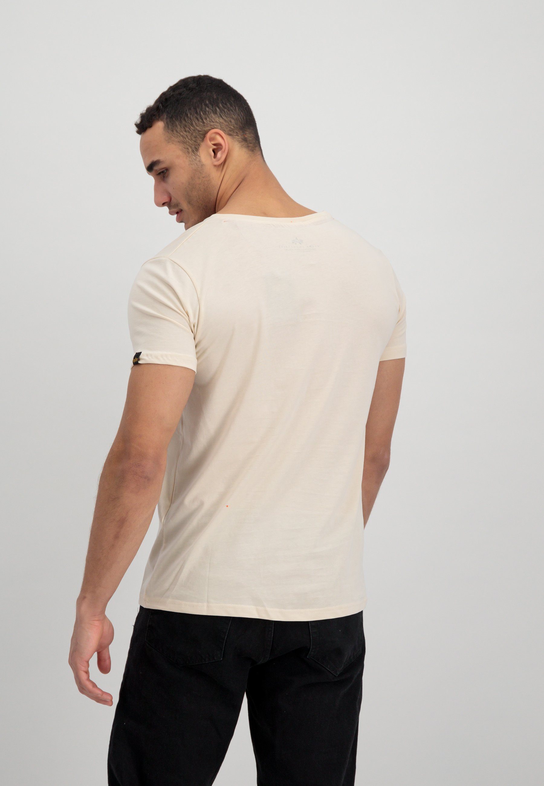 Alpha Industries Small V-Neck Logo T-Shirt Industries T-Shirts white Men jet Alpha - Basic T stream