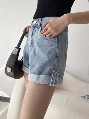 KIKI Jeansshorts Damen Jeansshorts mit hoher Taille Sommer lockere Shorts Hotpants