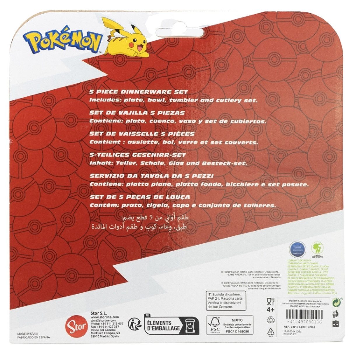 POKEMON JUEGO DE CARTAS Frühstücks-Set Mikrowellengeeignet 5-teiliges Kindergeschirr mit rutschfestem Boden