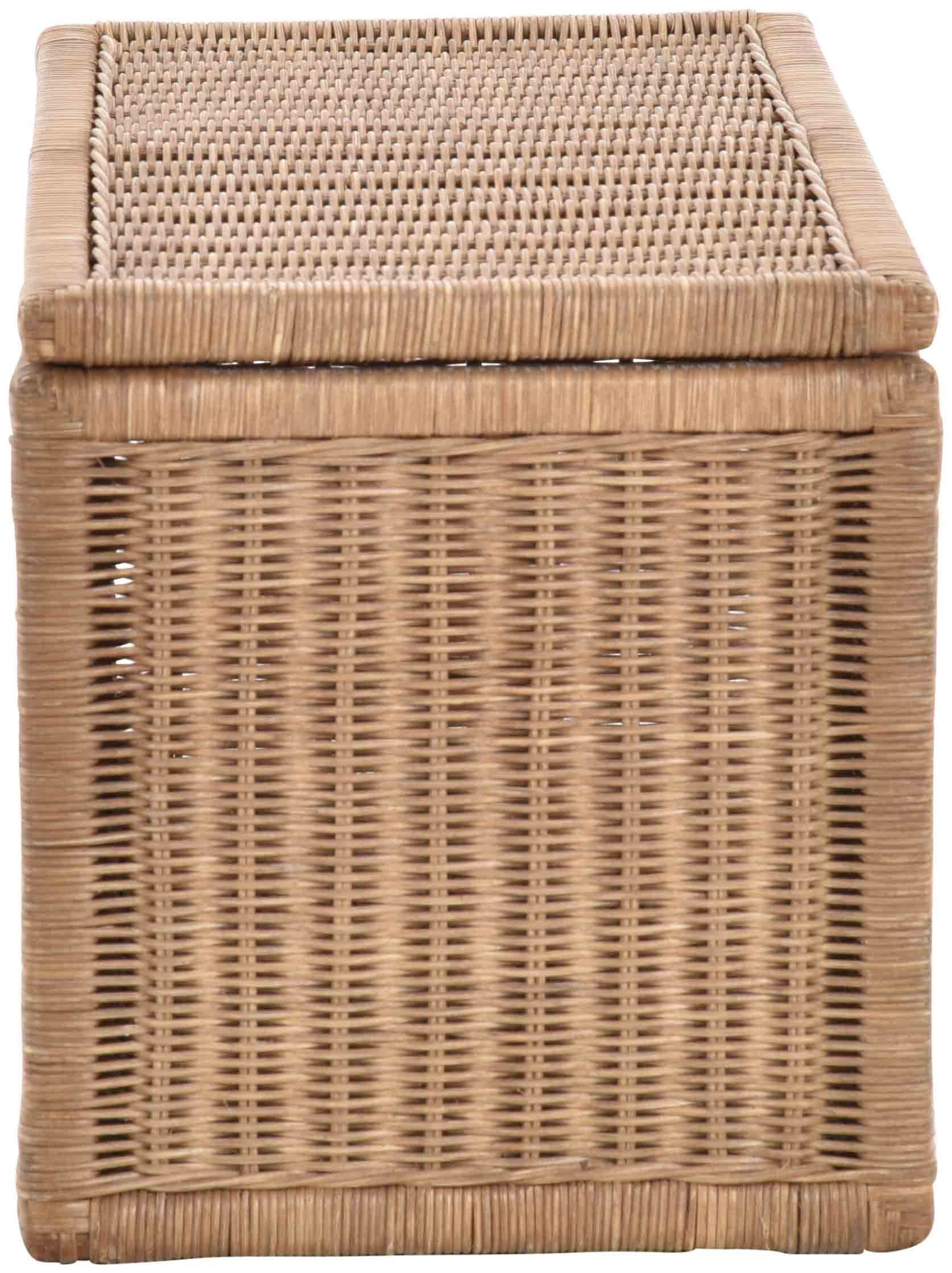 Krines Home Wäschetruhe Korb mit Deckel Rattan geflochten Regalkorb Schrankkorb Aufbewahrung, 68 cm Breit, mit Klappdeckel